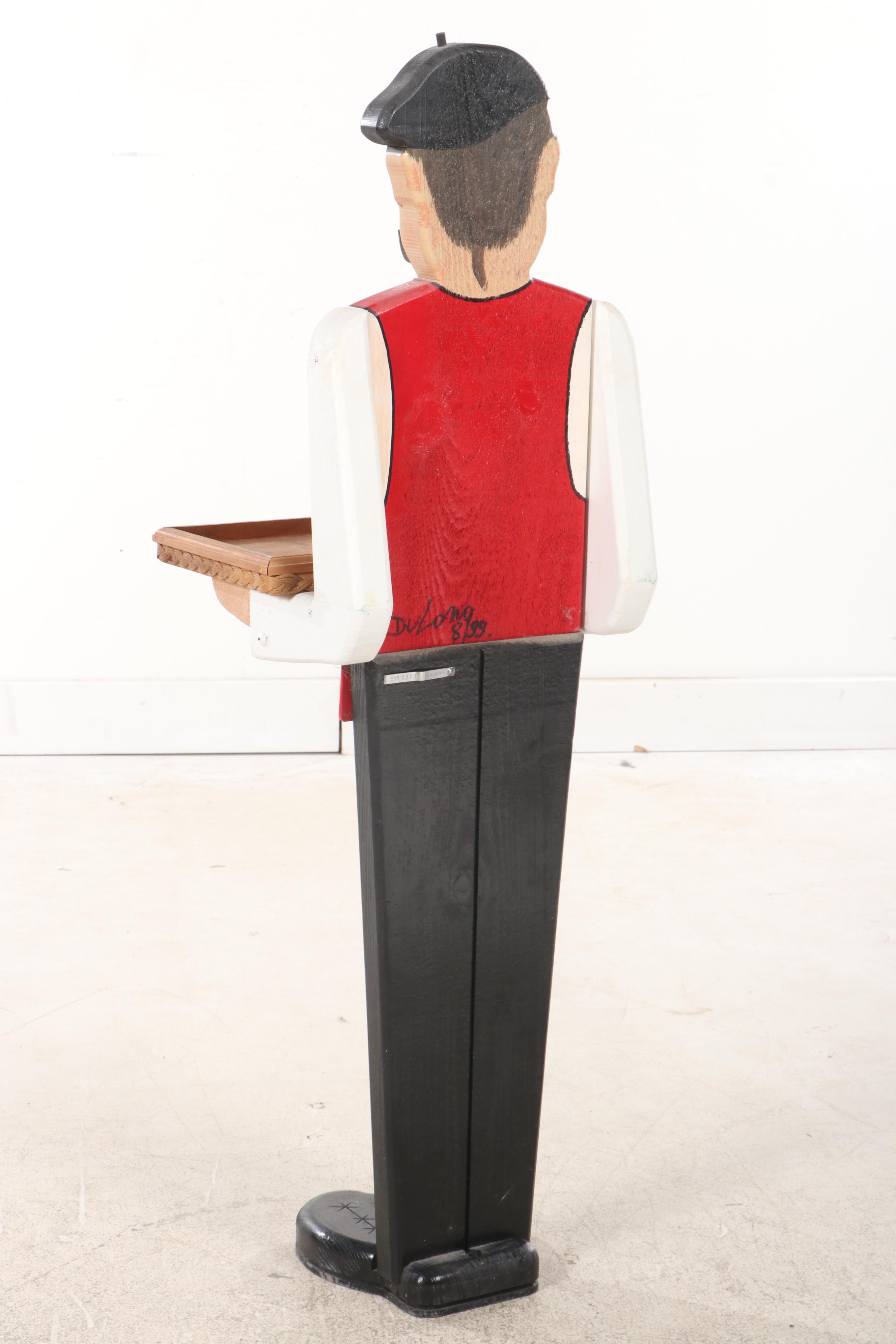 Woodendipity Painted and Carved Wood French Butler Tray Table, Signed "DuLong"