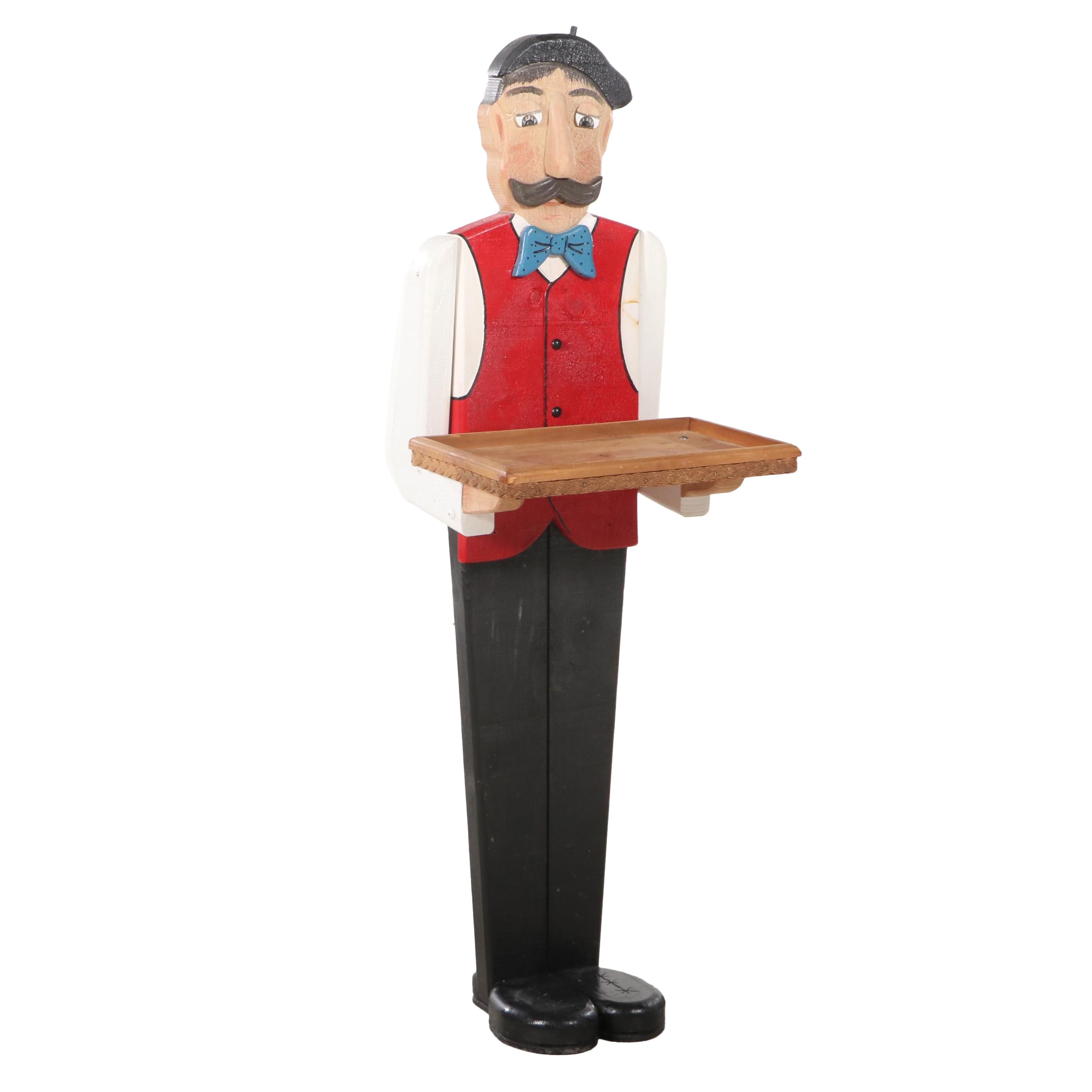 Woodendipity Painted and Carved Wood French Butler Tray Table, Signed "DuLong"