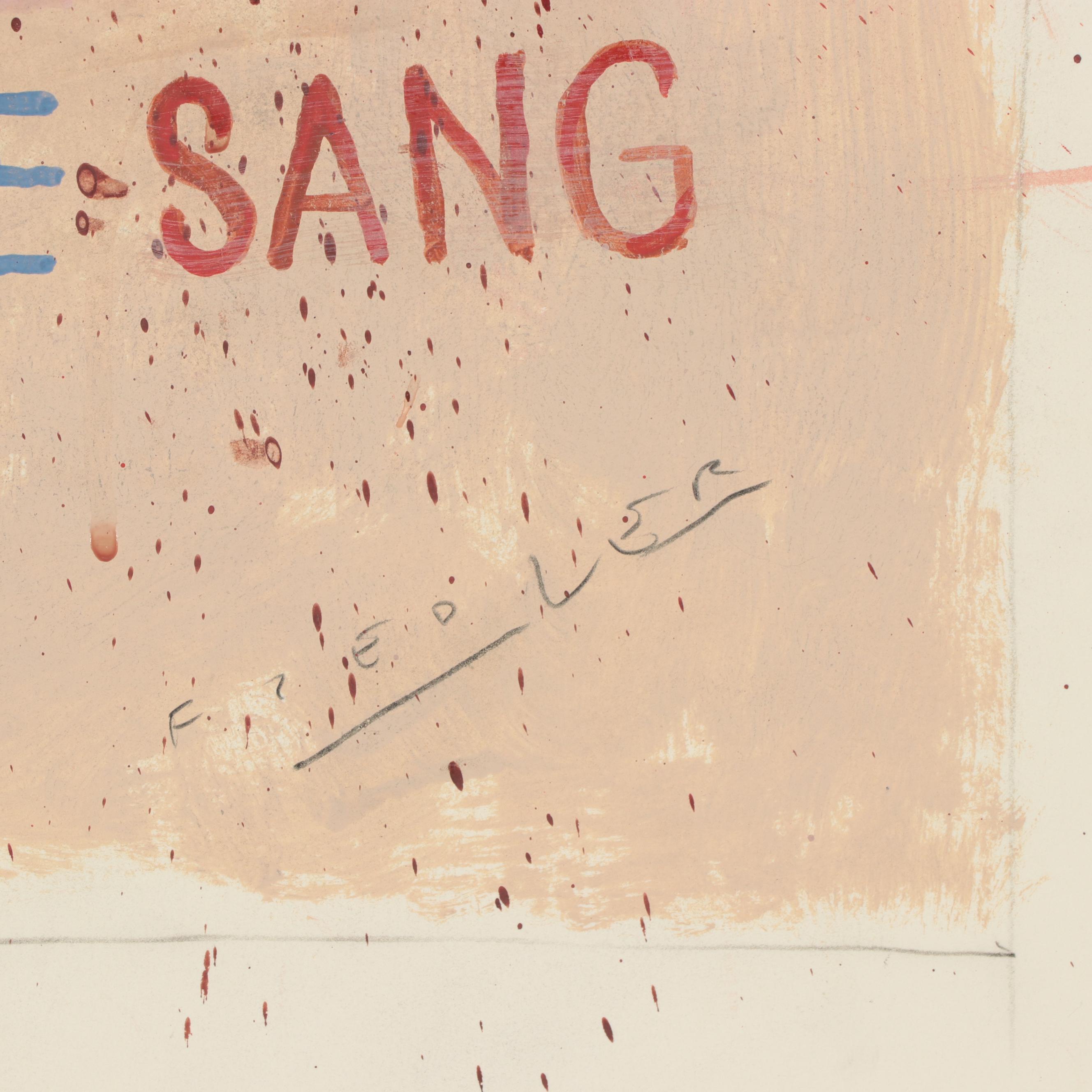 Joseph Daniel Fiedler Mixed Media Painting "Attributs de Guerre Sang"