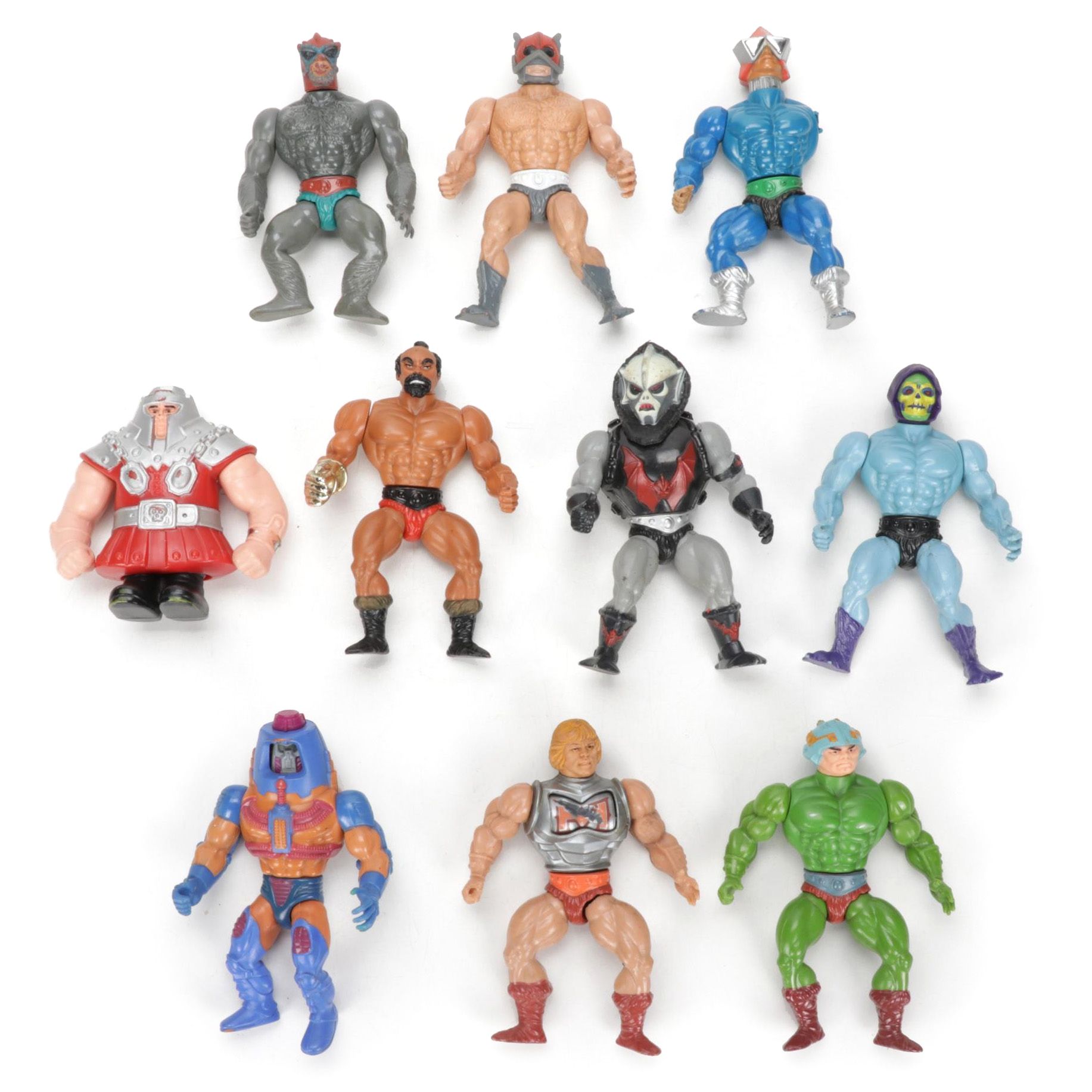 He-Man Action Figures Including Skeletor, Ram Man, Jitsu and Others, 1980s