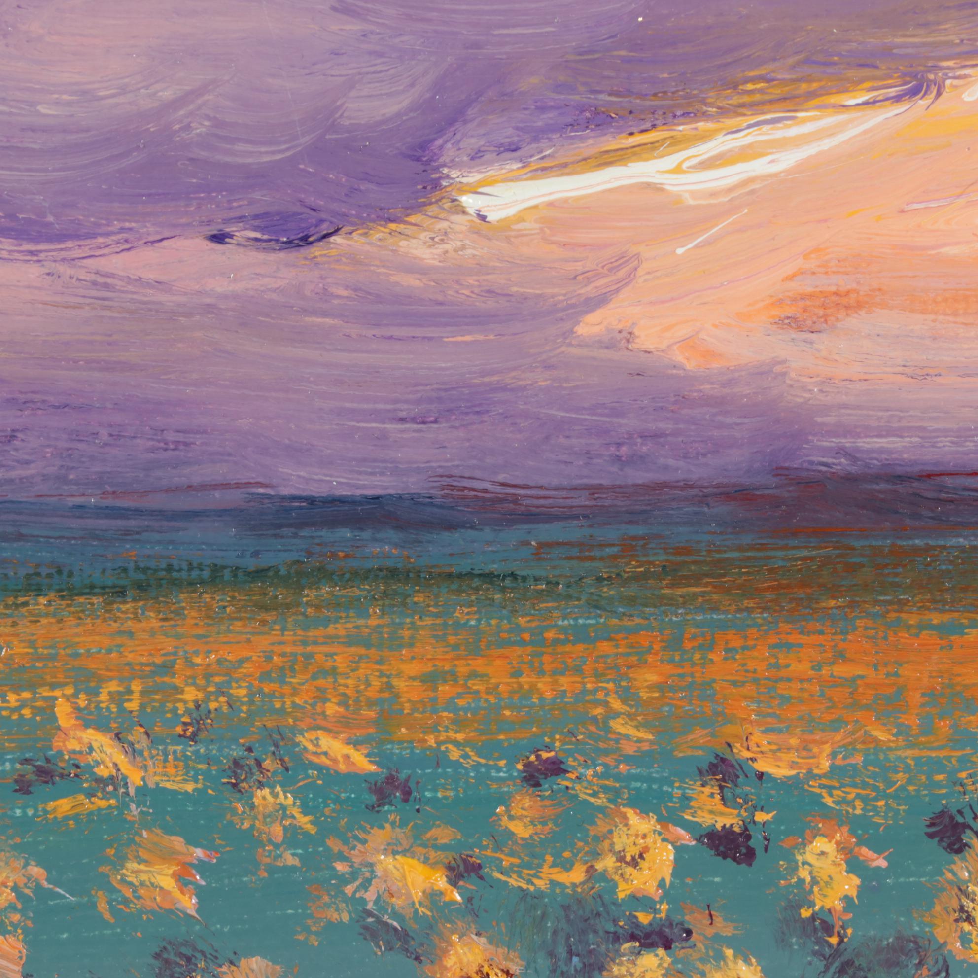 Sean Wu Landscape Oil Painting of Twilit Field of Flowers, 2022