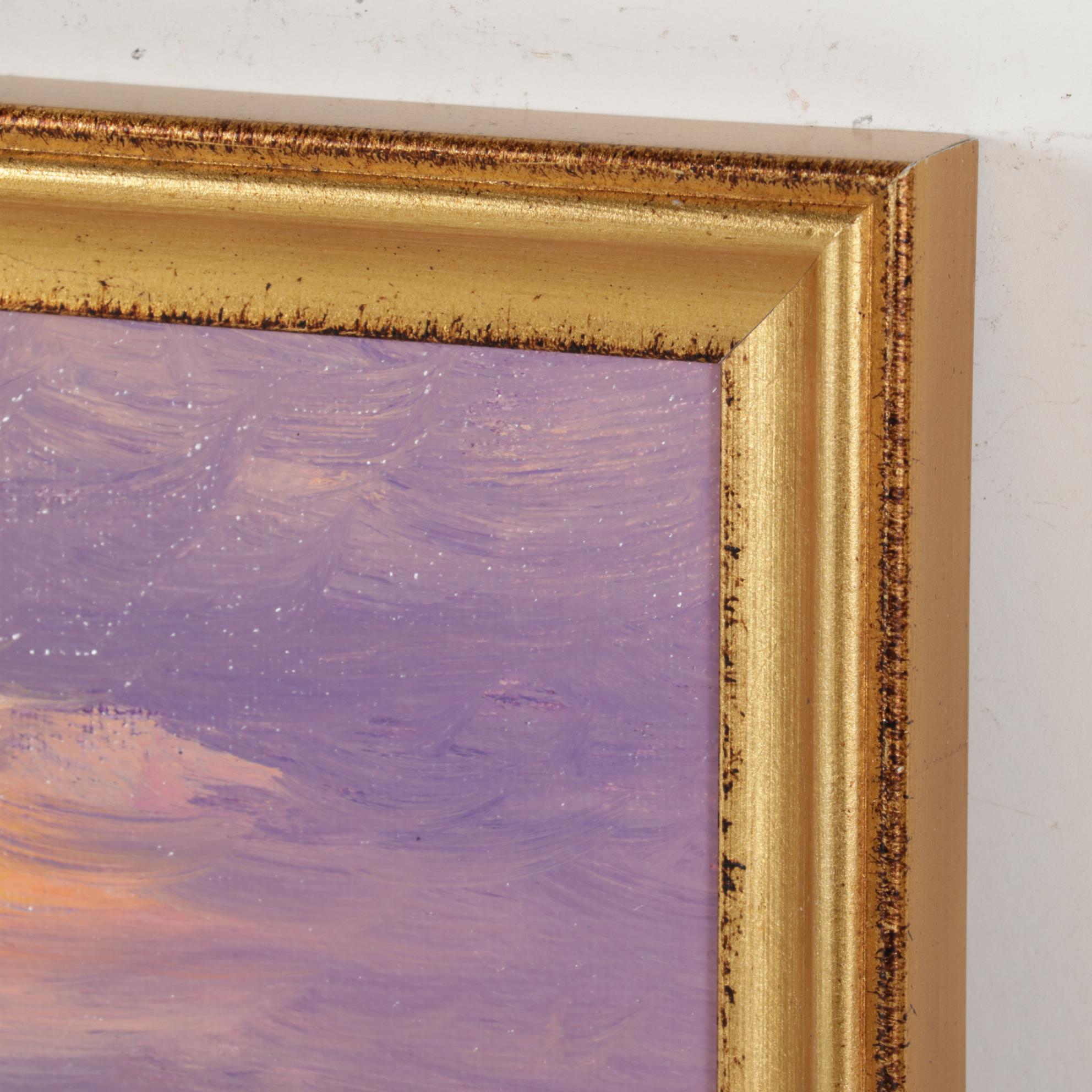 Sean Wu Landscape Oil Painting of Twilit Field of Flowers, 2022