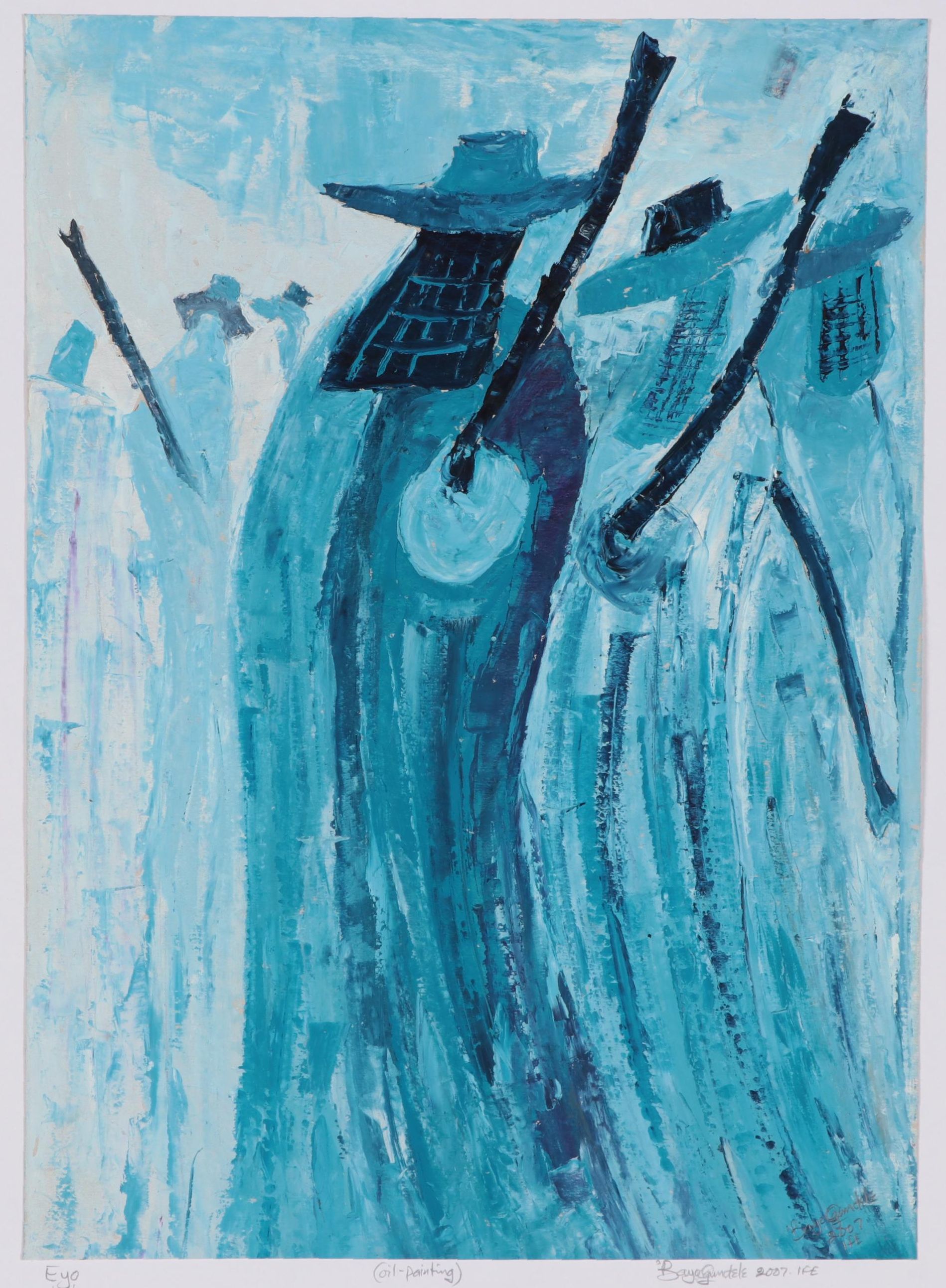 Bayo Ogundele Oil Painting "Eyo," 2007