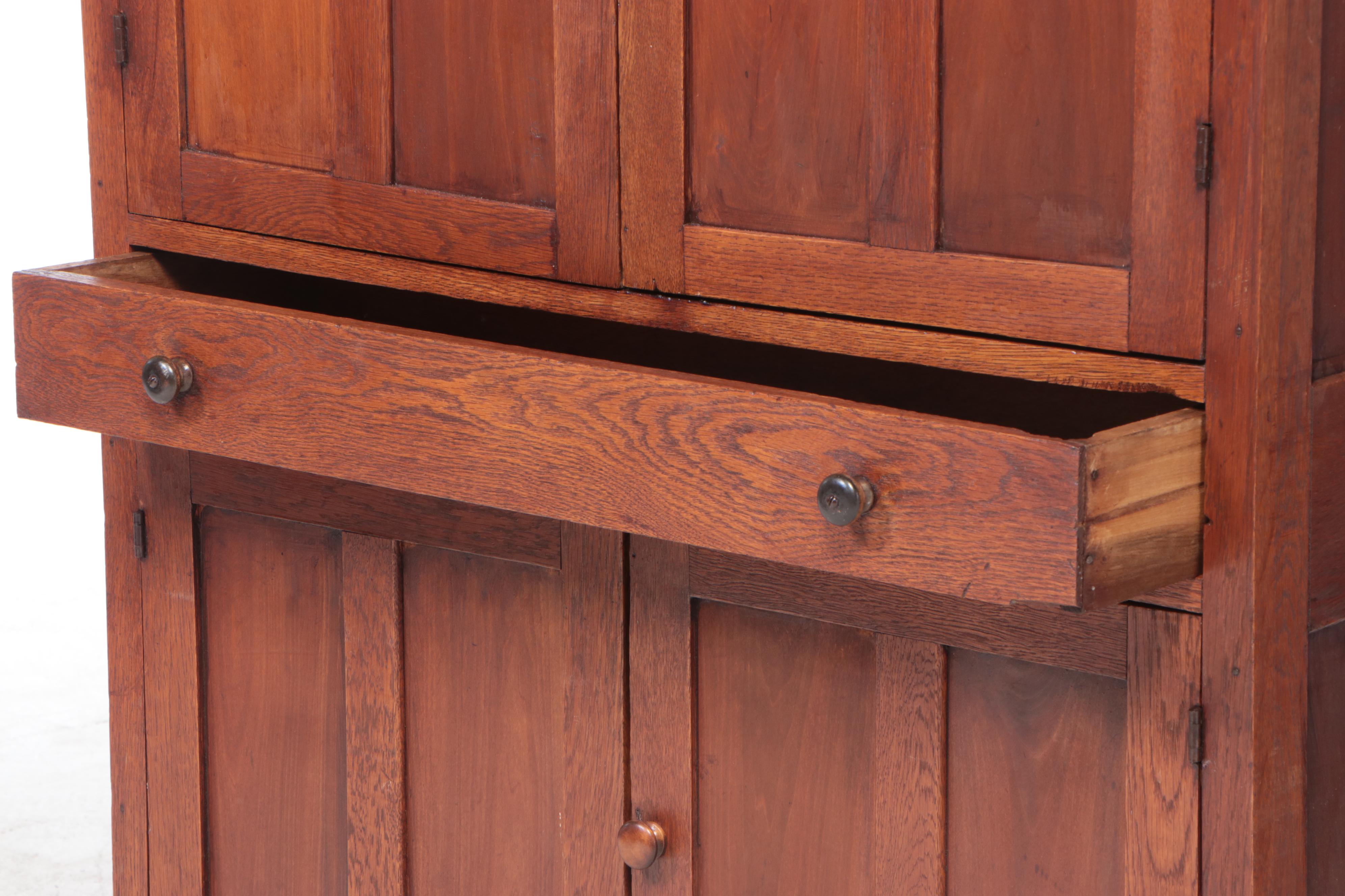 Davis and Nixon of Peebles, Ohio Oak Flat-Wall Cupboard, Late 19th Century