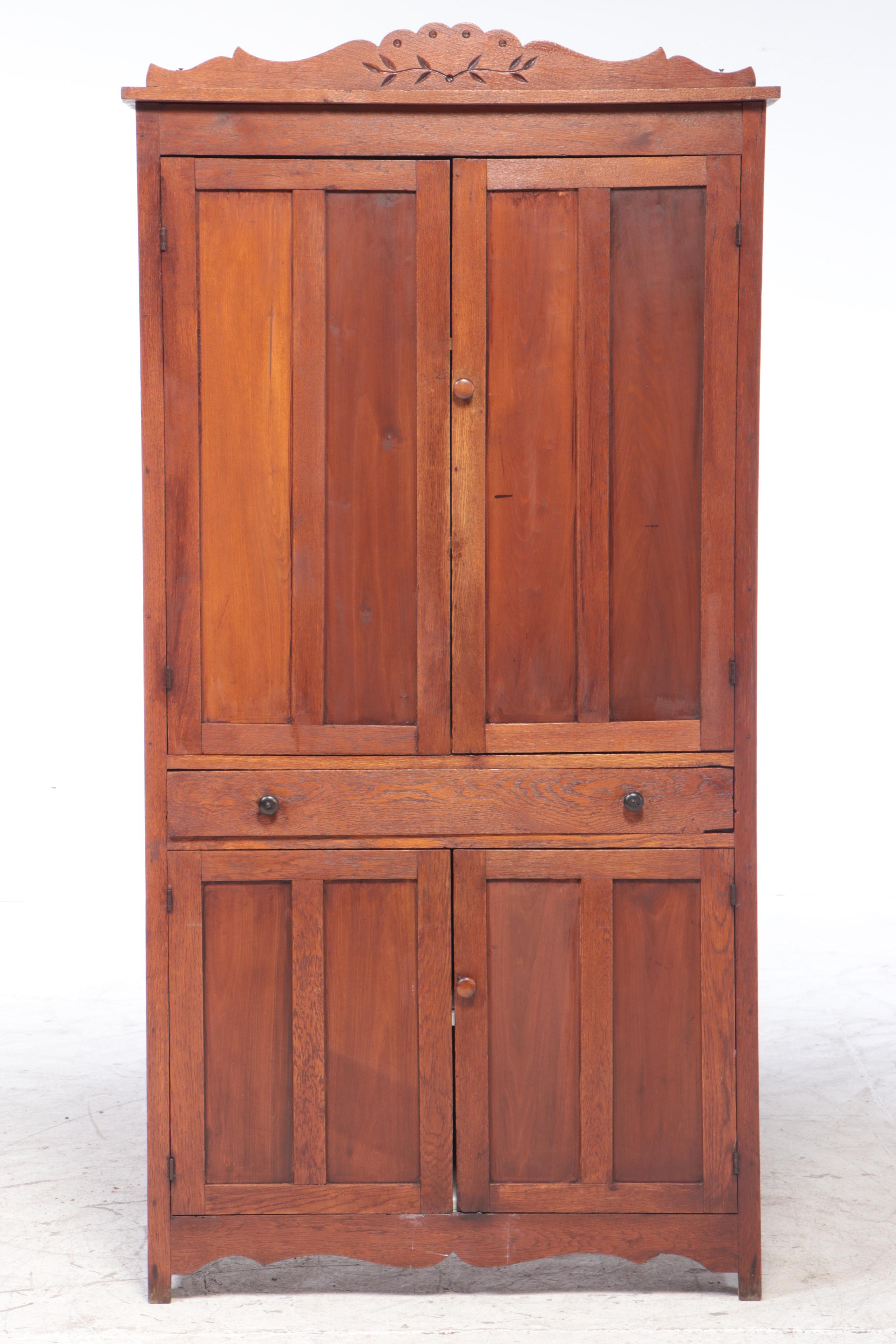 Davis and Nixon of Peebles, Ohio Oak Flat-Wall Cupboard, Late 19th Century
