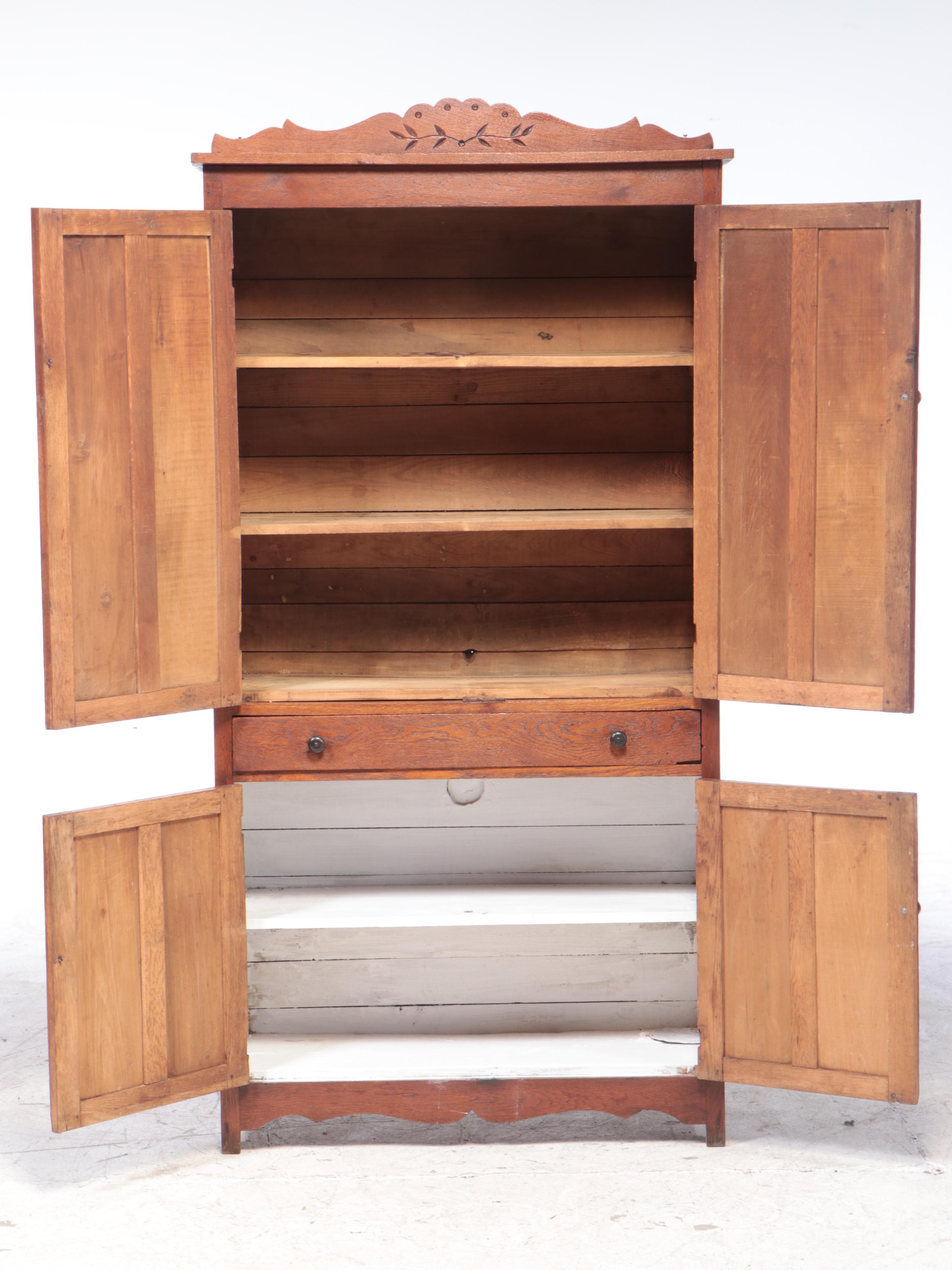 Davis and Nixon of Peebles, Ohio Oak Flat-Wall Cupboard, Late 19th Century