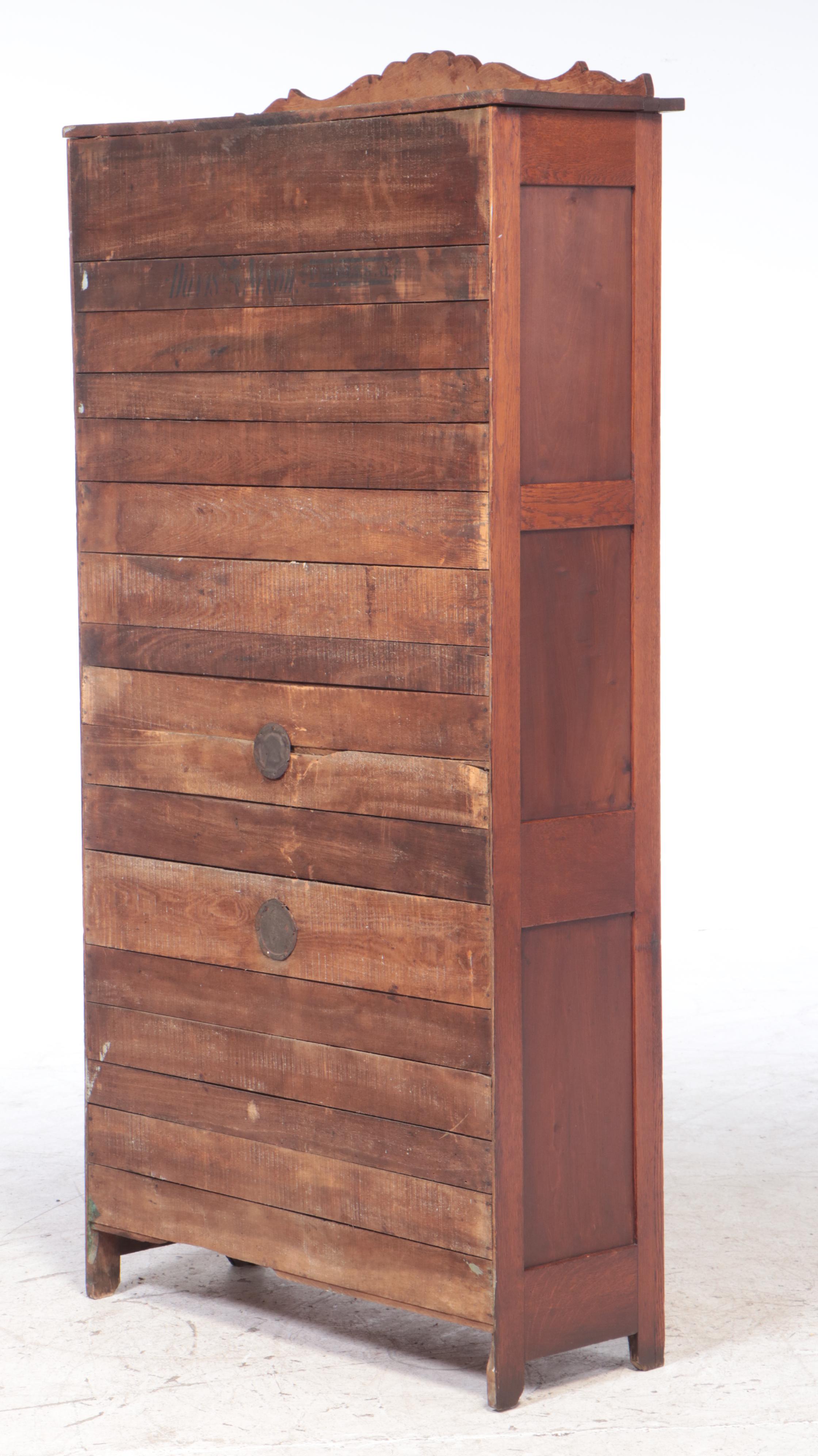 Davis and Nixon of Peebles, Ohio Oak Flat-Wall Cupboard, Late 19th Century