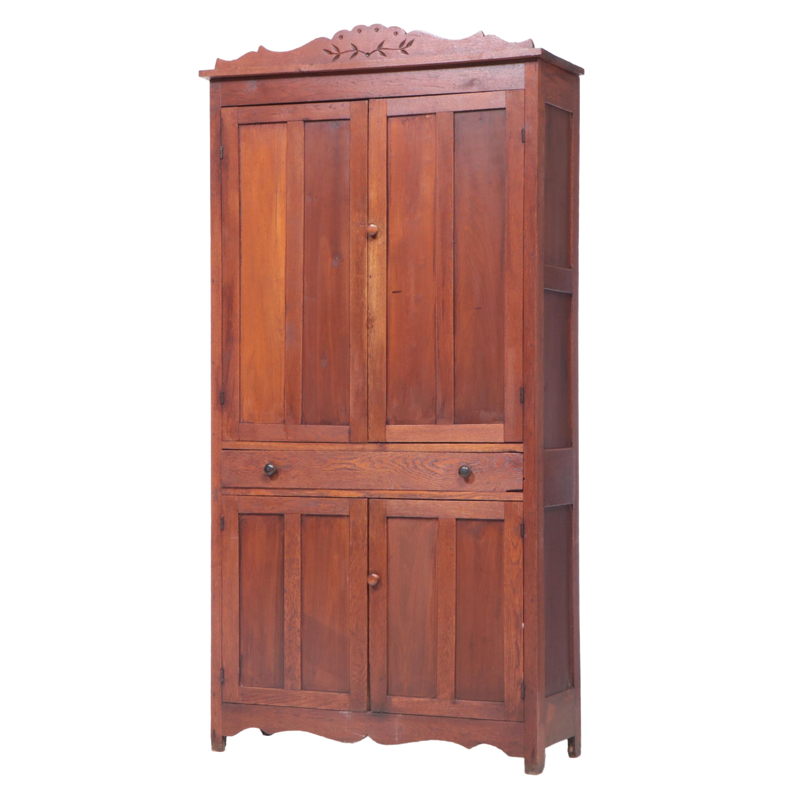 Davis and Nixon of Peebles, Ohio Oak Flat-Wall Cupboard, Late 19th Century