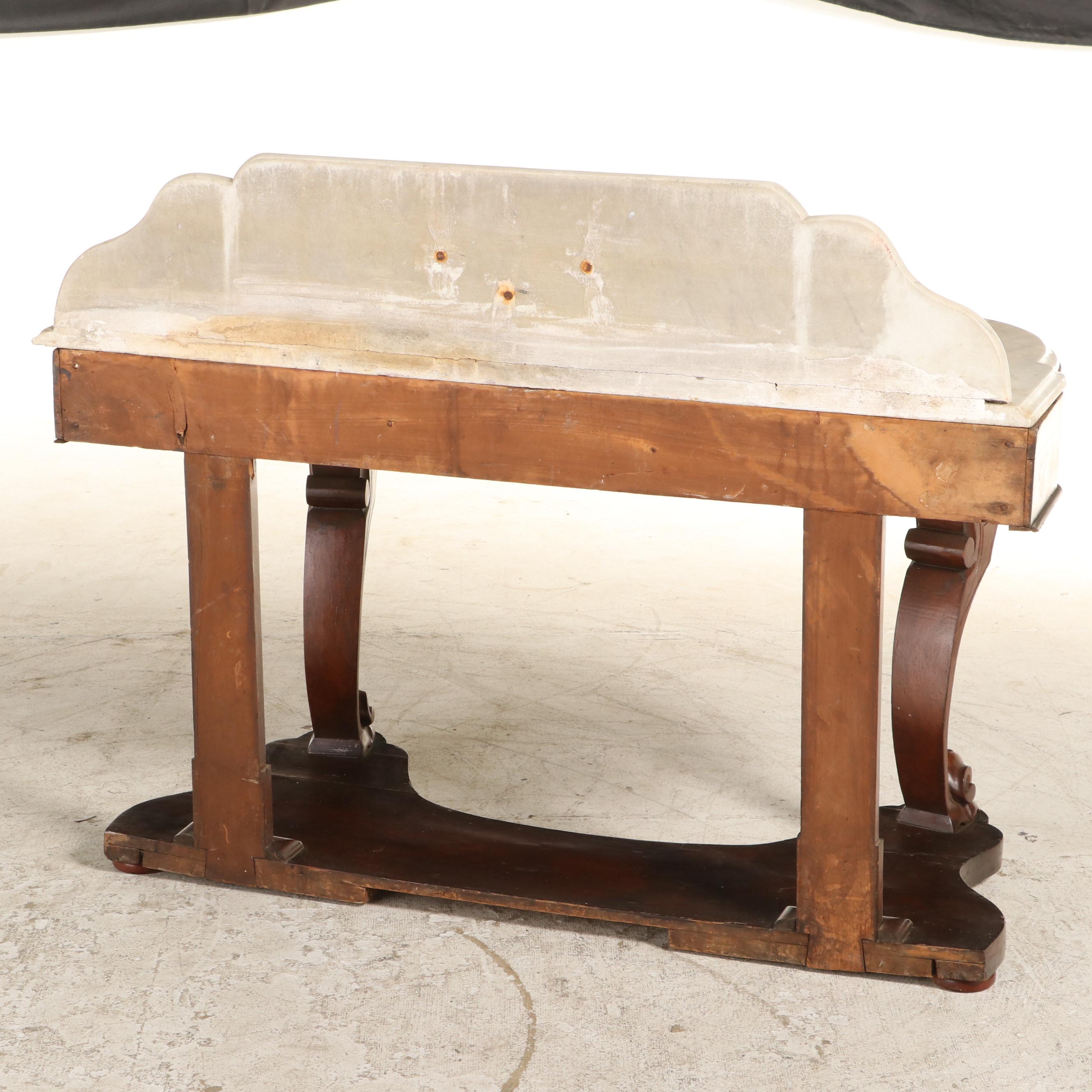 Early Victorian Mahogany and White Marble Washstand, Mid-19th Century