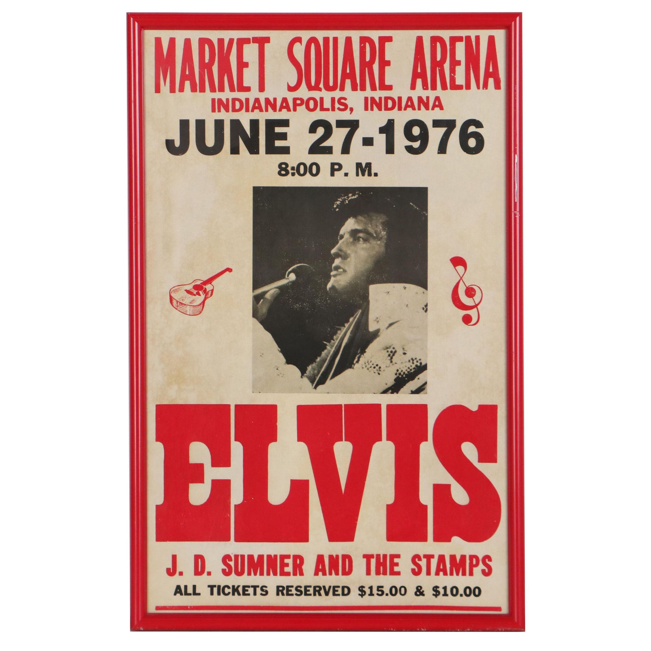Elvis Presley at Market Square Arena Offset Lithograph Poster, 1976