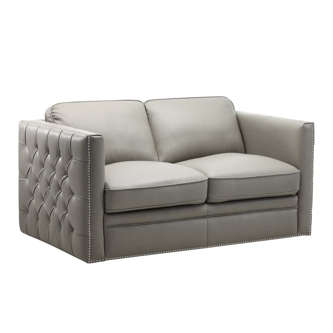 Simon Li "Jameston" Leather Loveseat in Gray