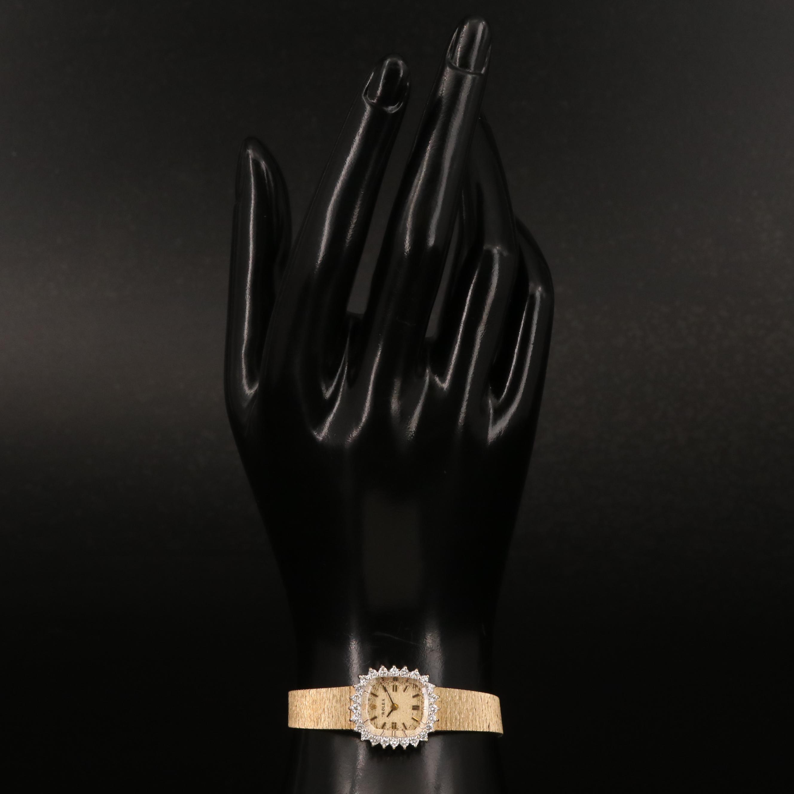 Rolex Diamond Bezel 14K Watch