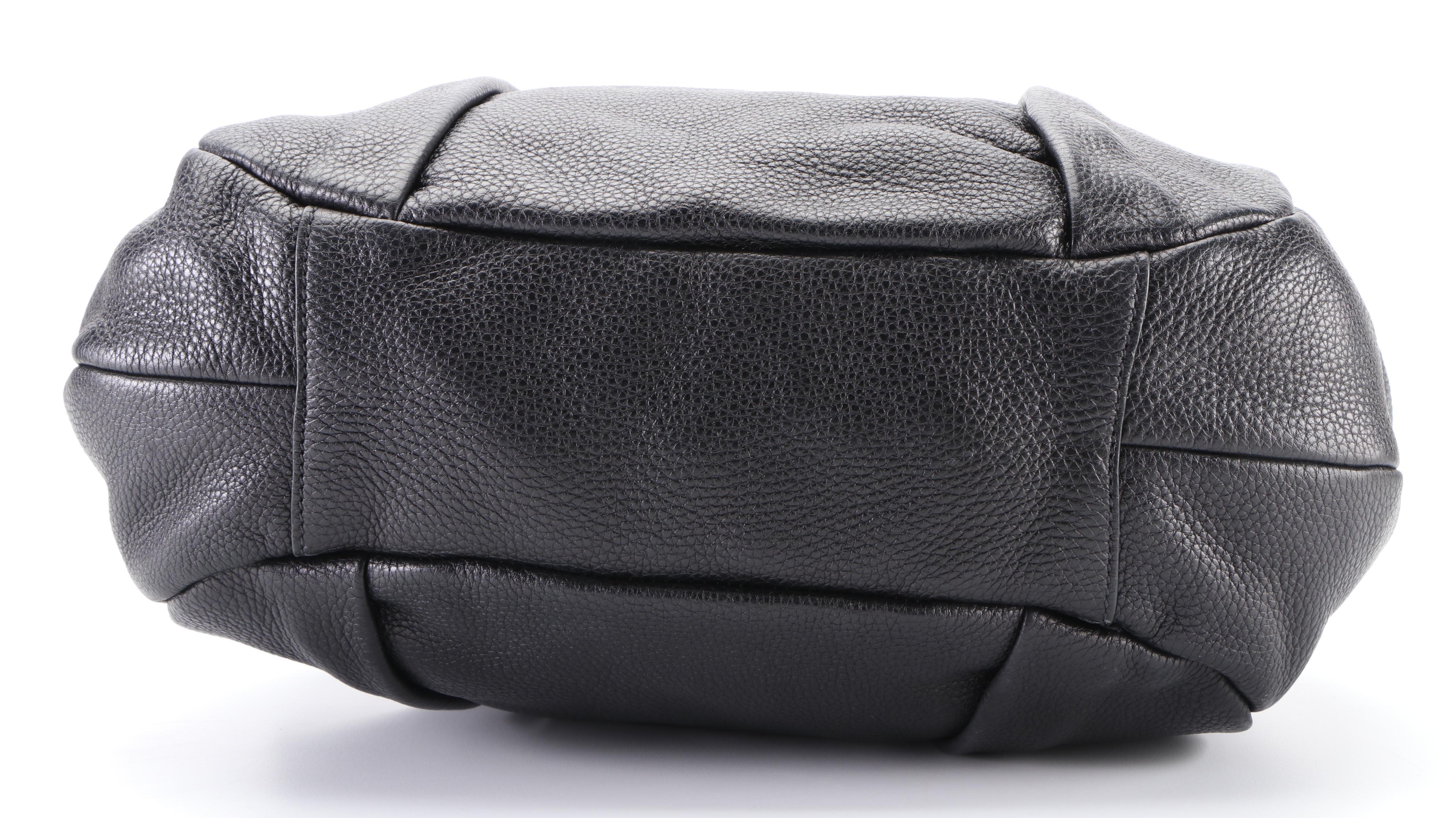 Prada Pleated Tote Bag in Black Vitello Daino Leather