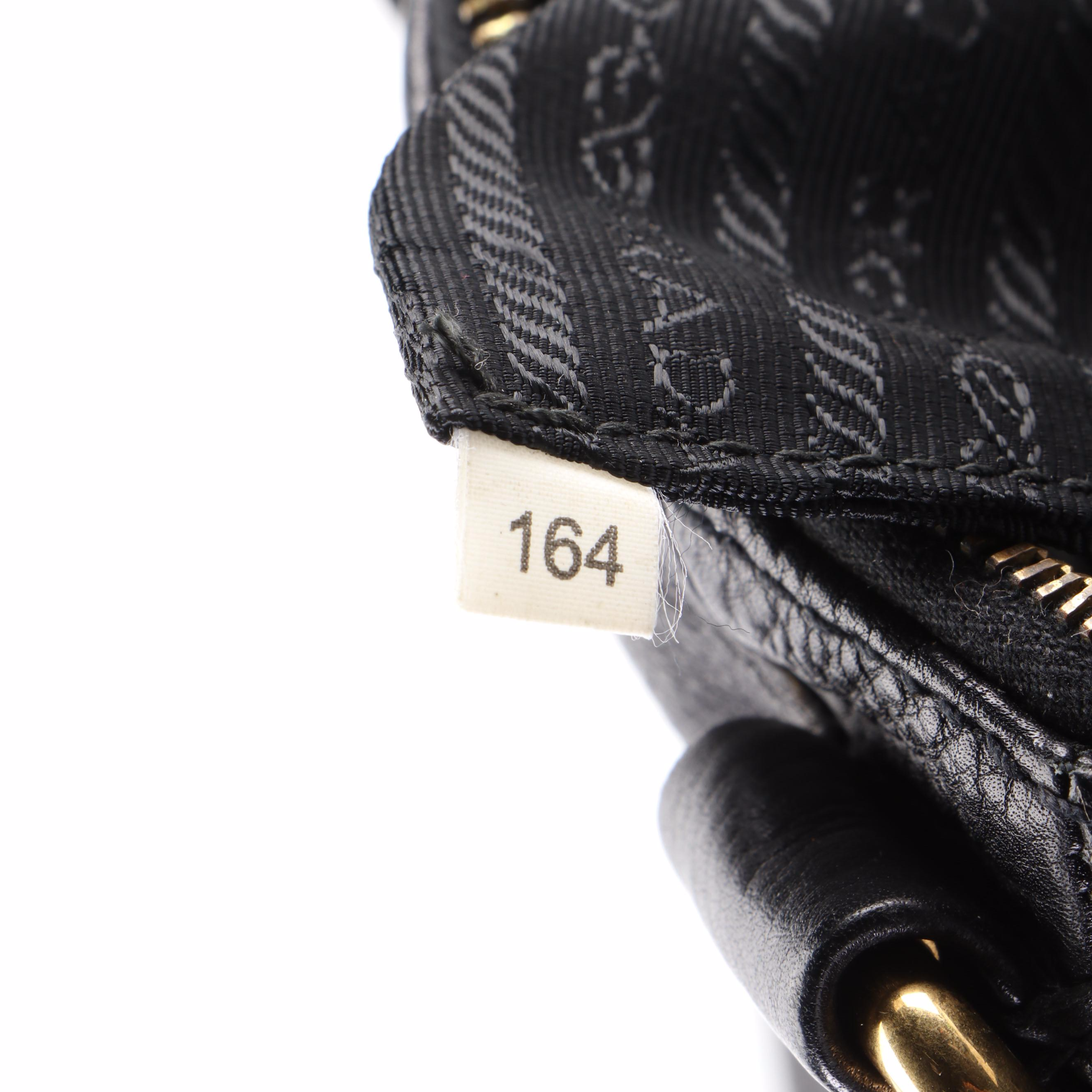 Prada Pleated Tote Bag in Black Vitello Daino Leather