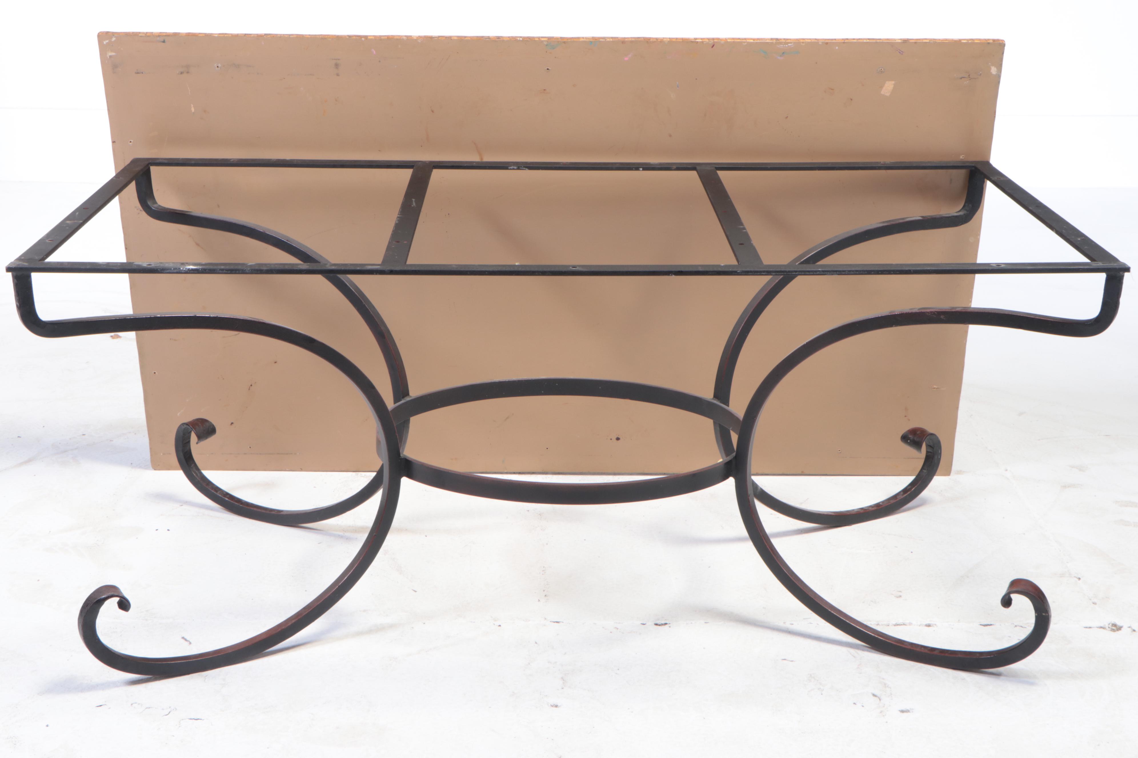 Arhaus "Mosaic Collection" Stone Tiled Dining Table on Wrought Iron Base