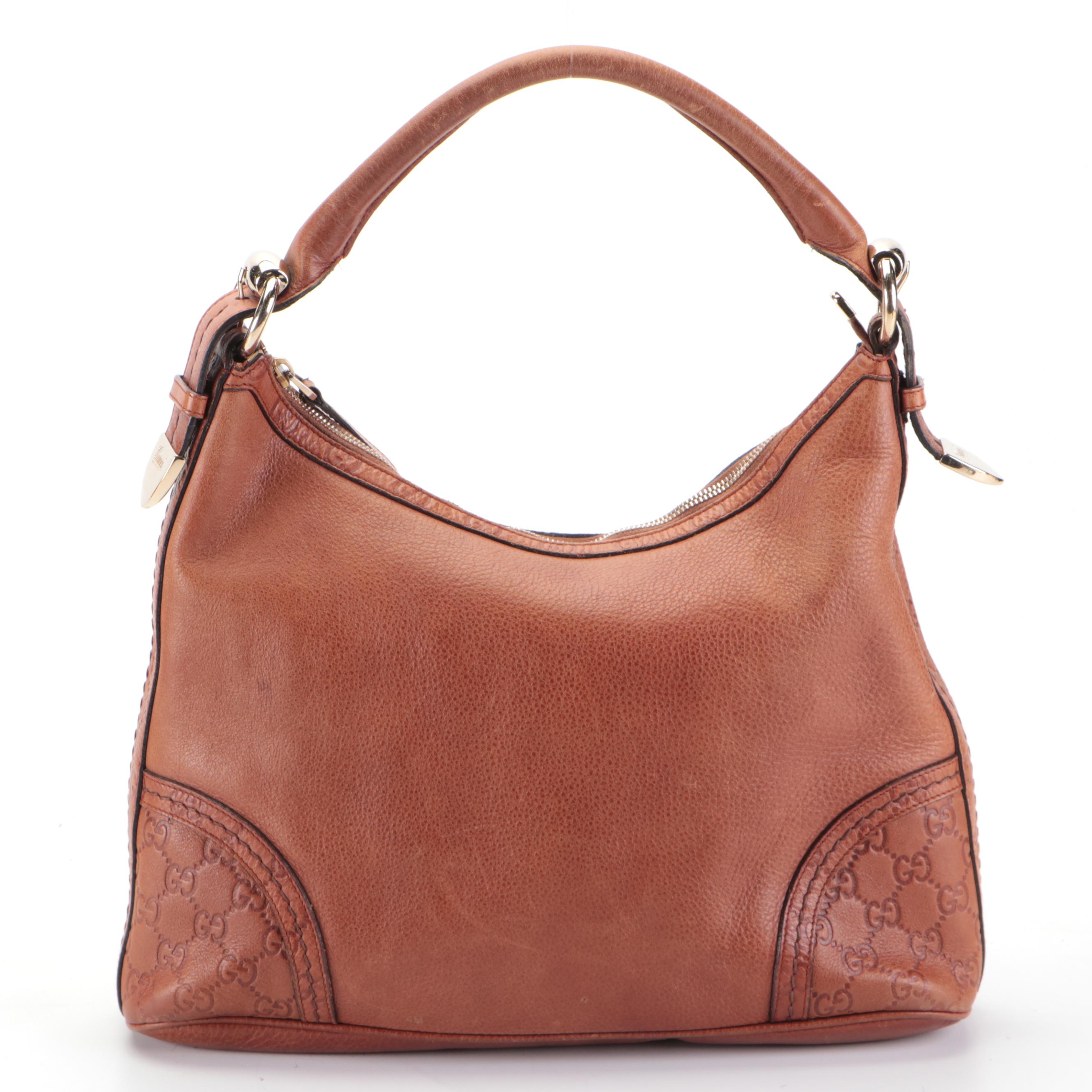 Gucci Signoria Shoulder Bag in Brown Guccissima and Pebble Grain Leather