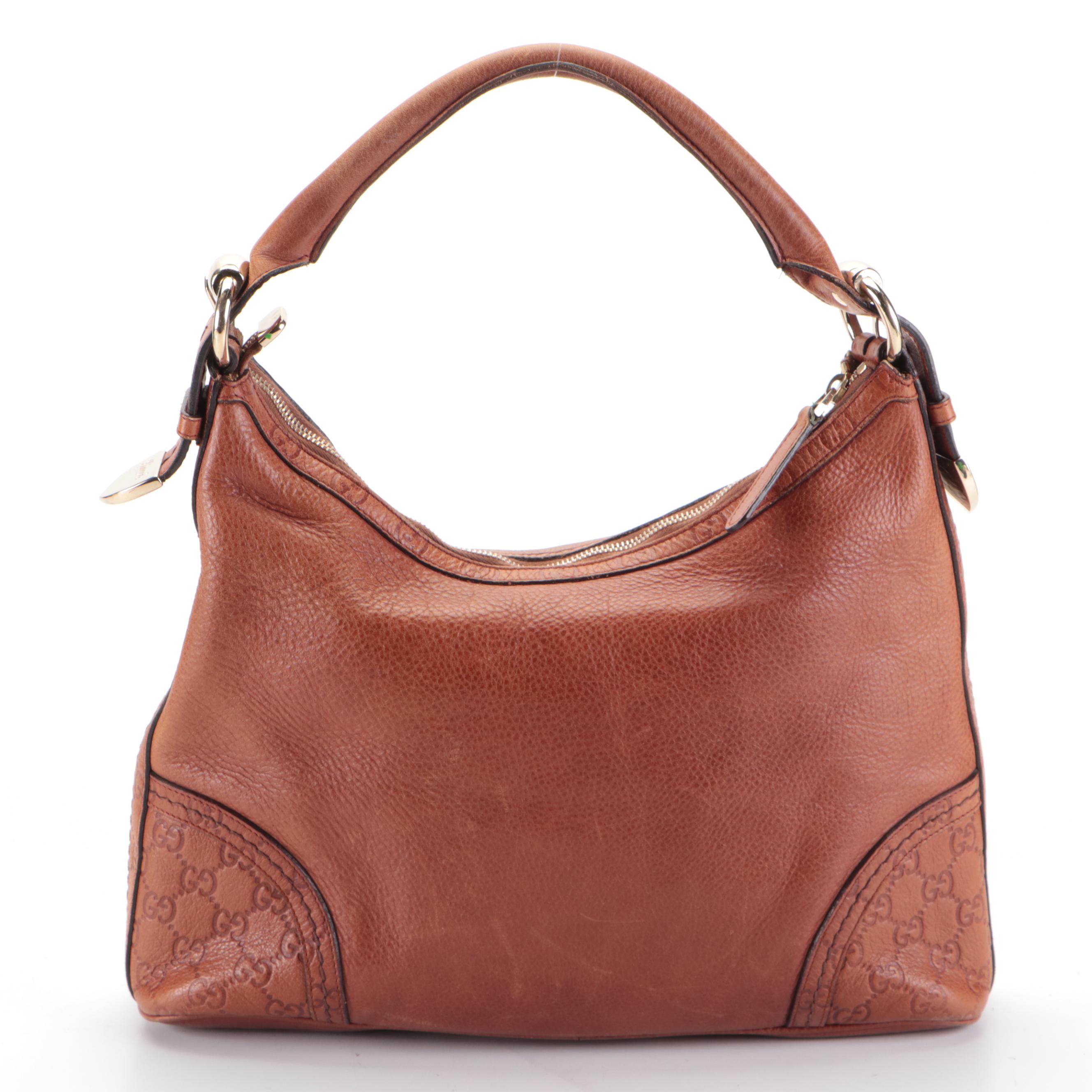Gucci Signoria Shoulder Bag in Brown Guccissima and Pebble Grain Leather