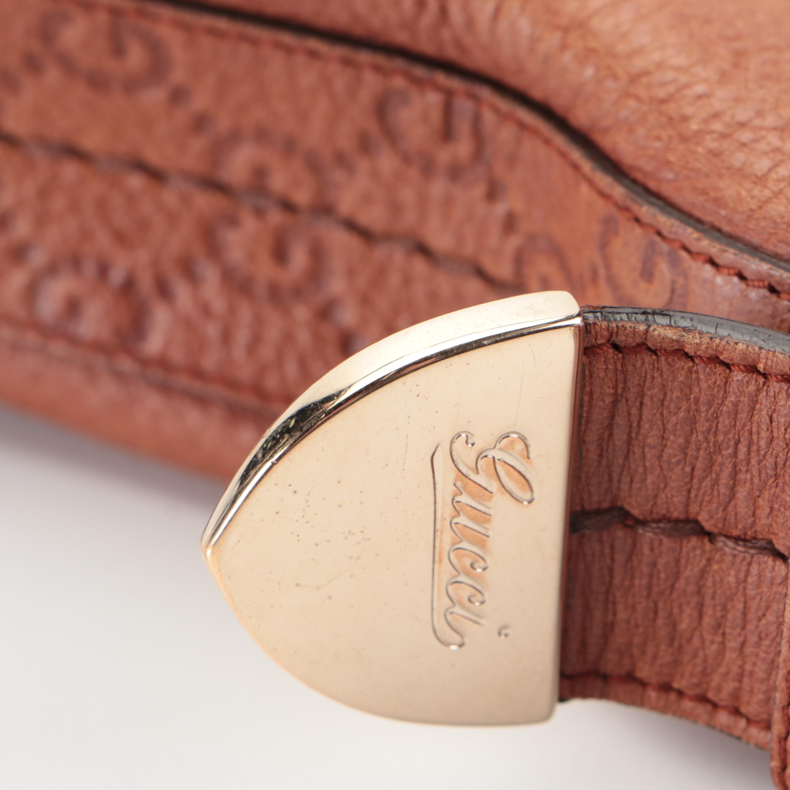 Gucci Signoria Shoulder Bag in Brown Guccissima and Pebble Grain Leather