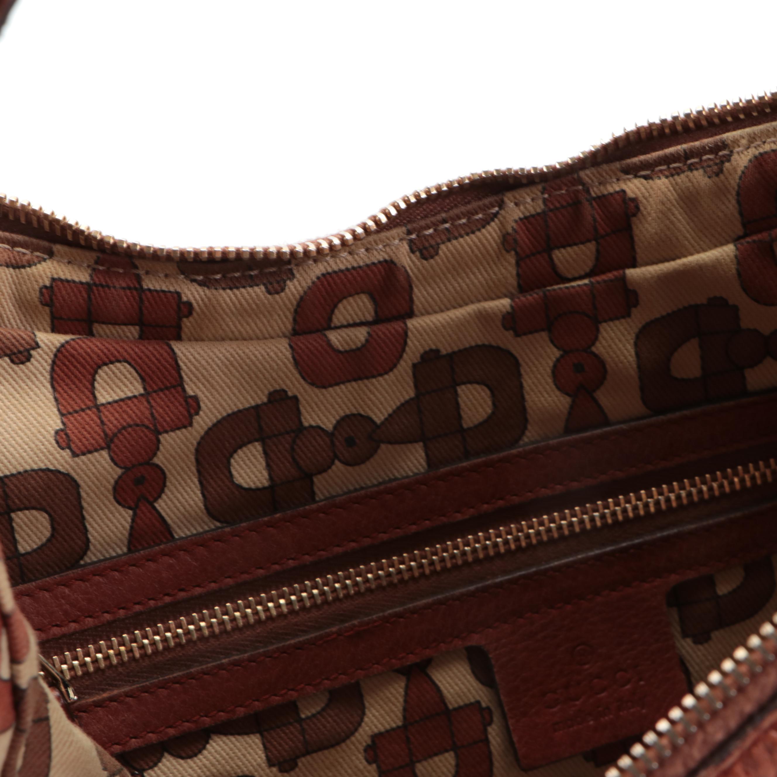 Gucci Signoria Shoulder Bag in Brown Guccissima and Pebble Grain Leather