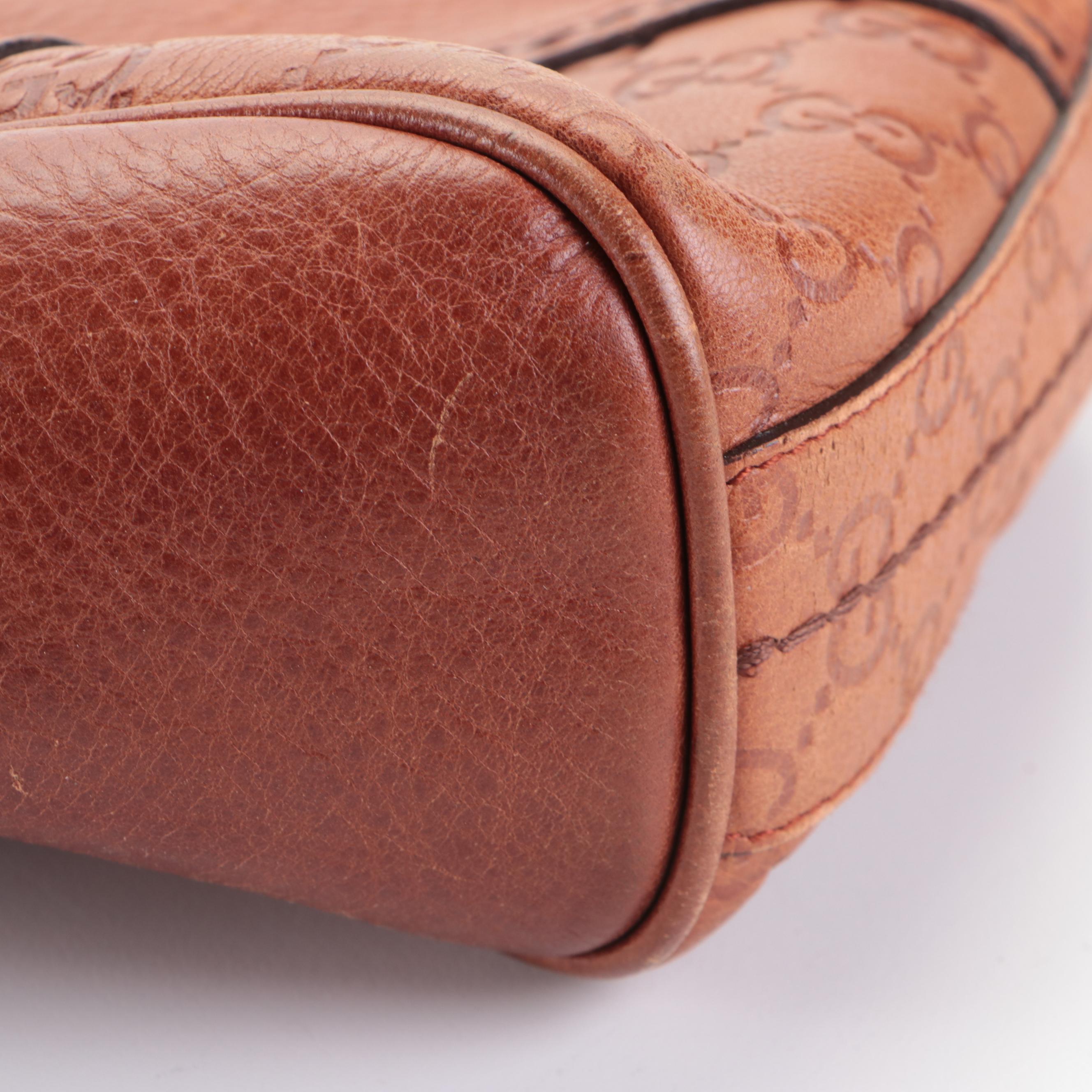 Gucci Signoria Shoulder Bag in Brown Guccissima and Pebble Grain Leather