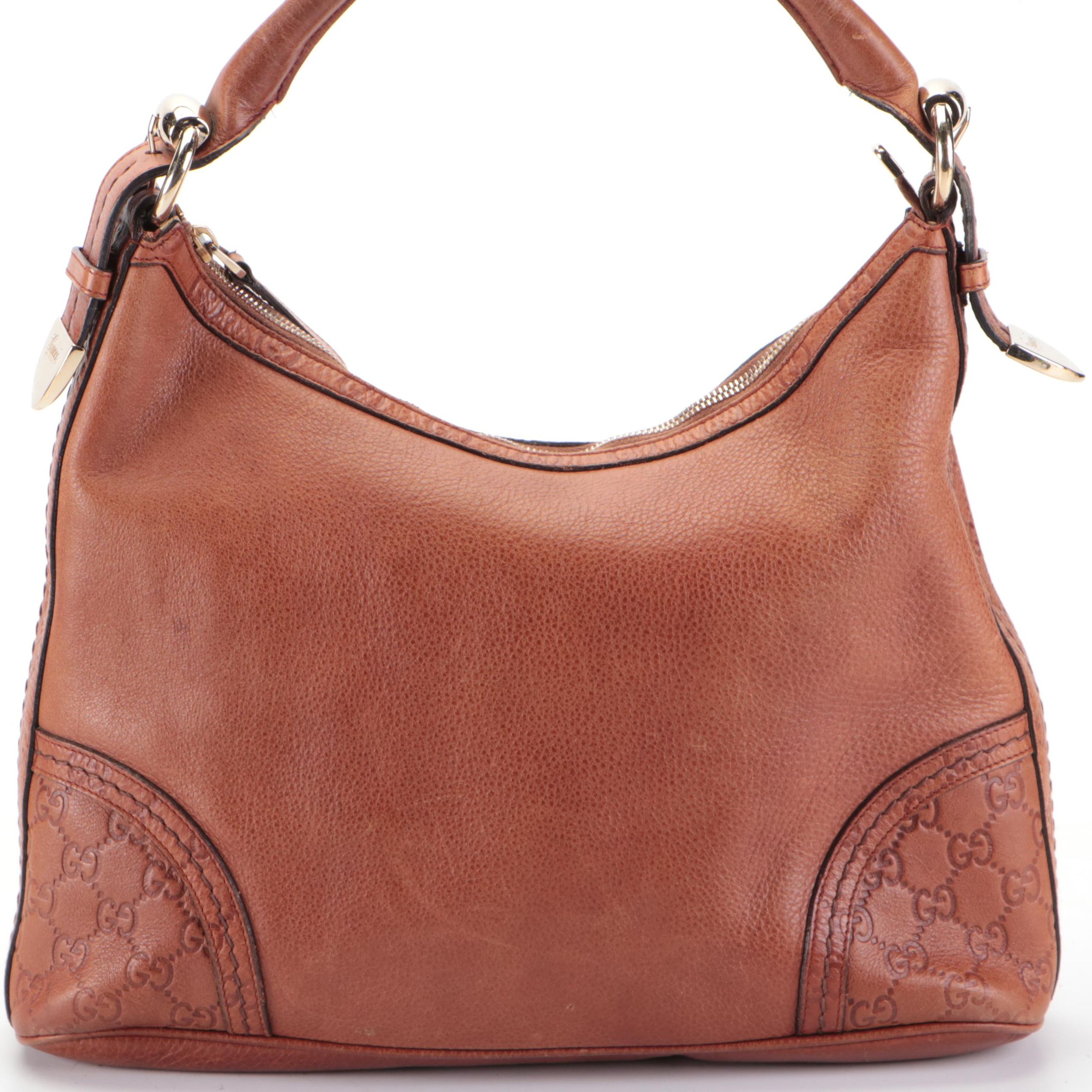 Gucci Signoria Shoulder Bag in Brown Guccissima and Pebble Grain Leather