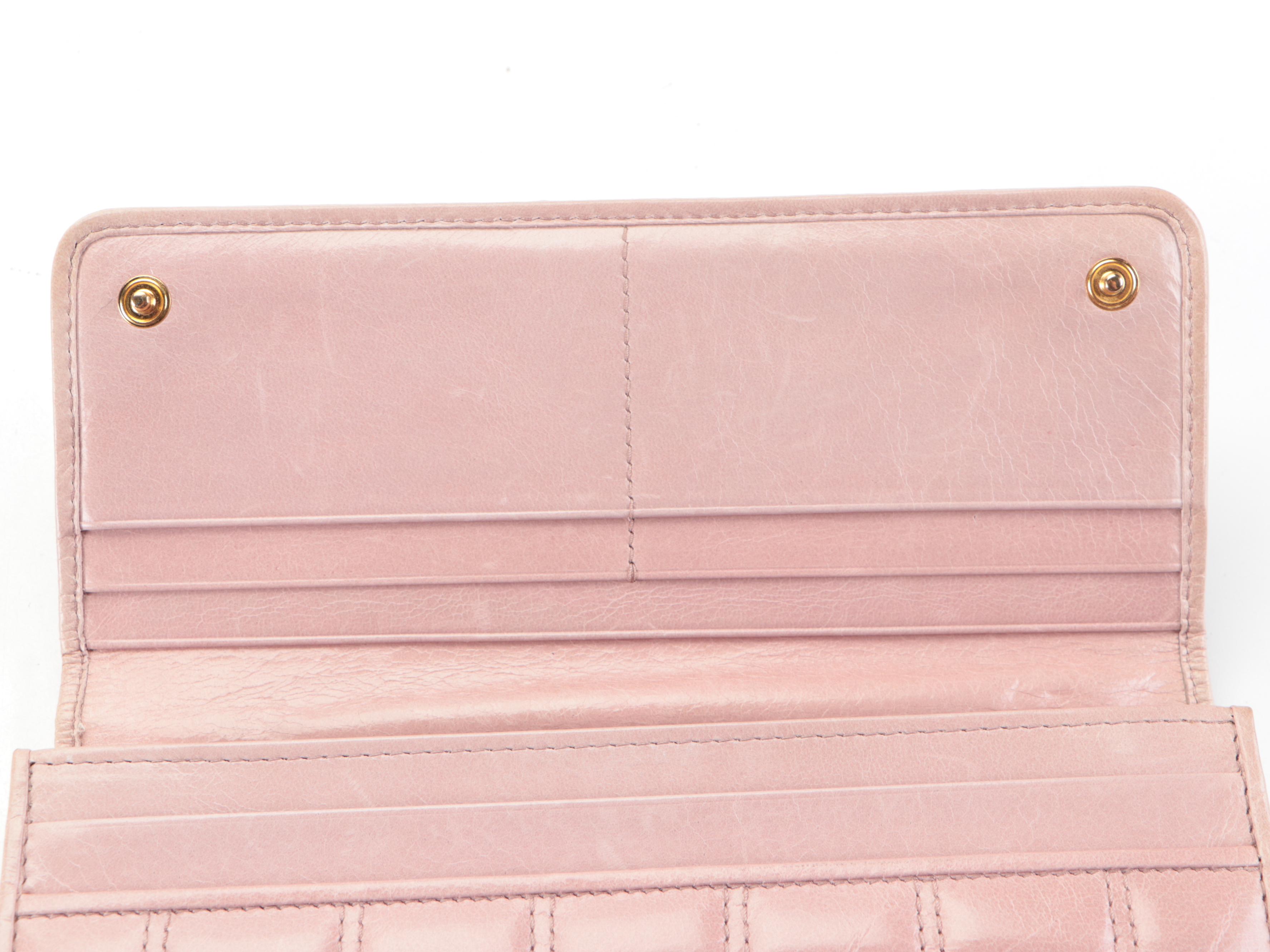 Prada Long Wallet in Light Blush Matelassé Calfskin Leather with Box