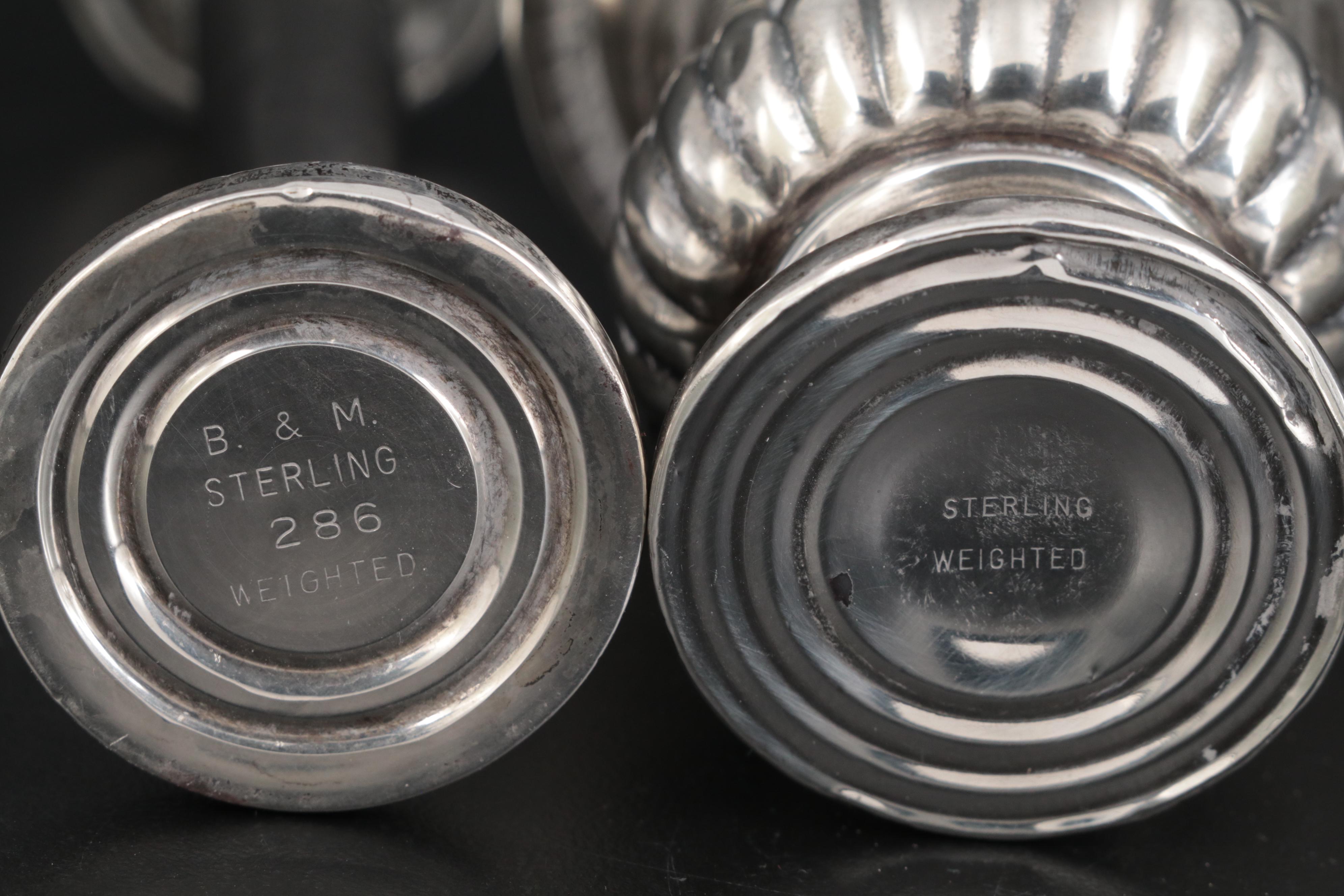 Baldwin & Miller Bowl and Other Sterling Table Accessories with Ronson Lighter