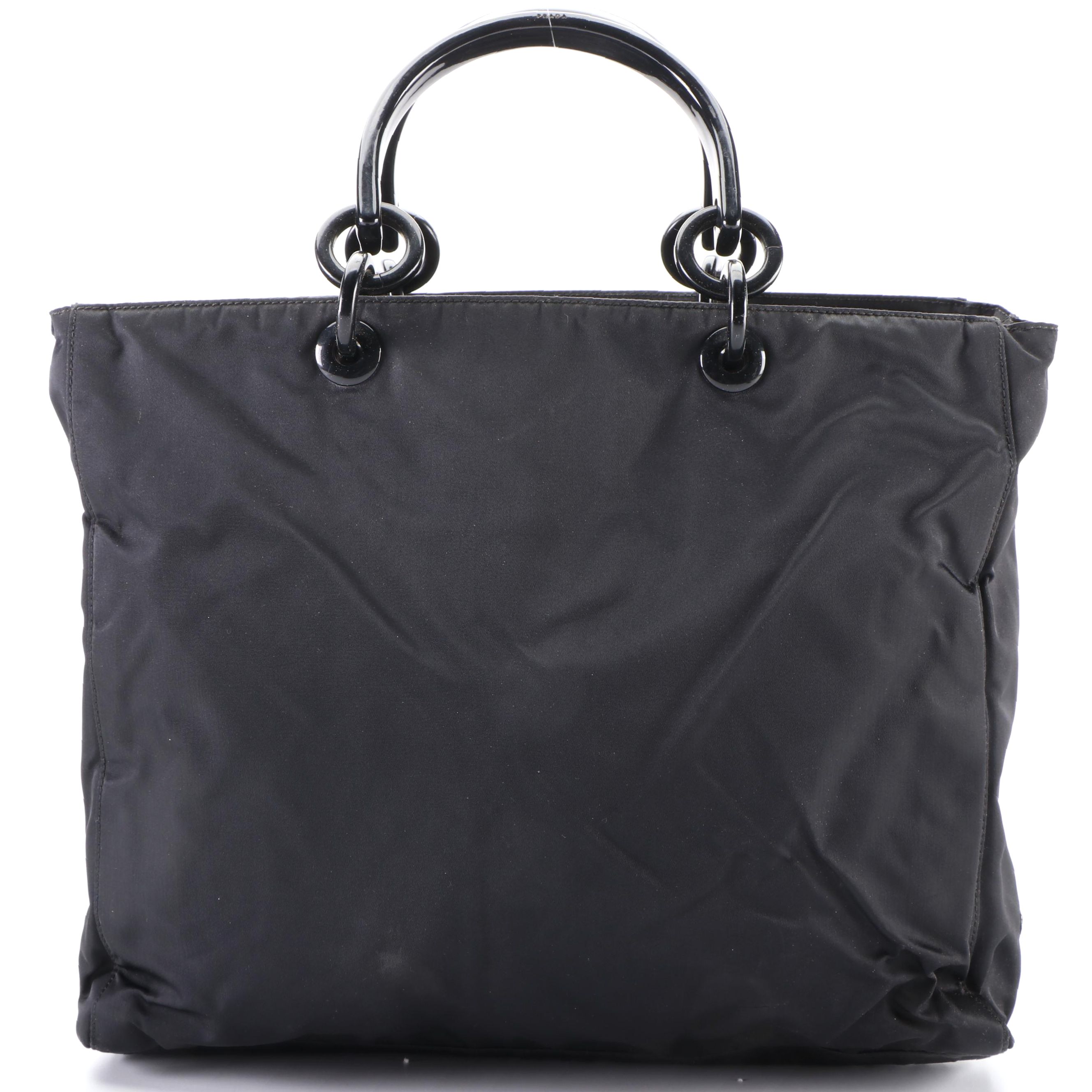 Prada Tote Bag in Black Tessuto Nylon with Resin Handles