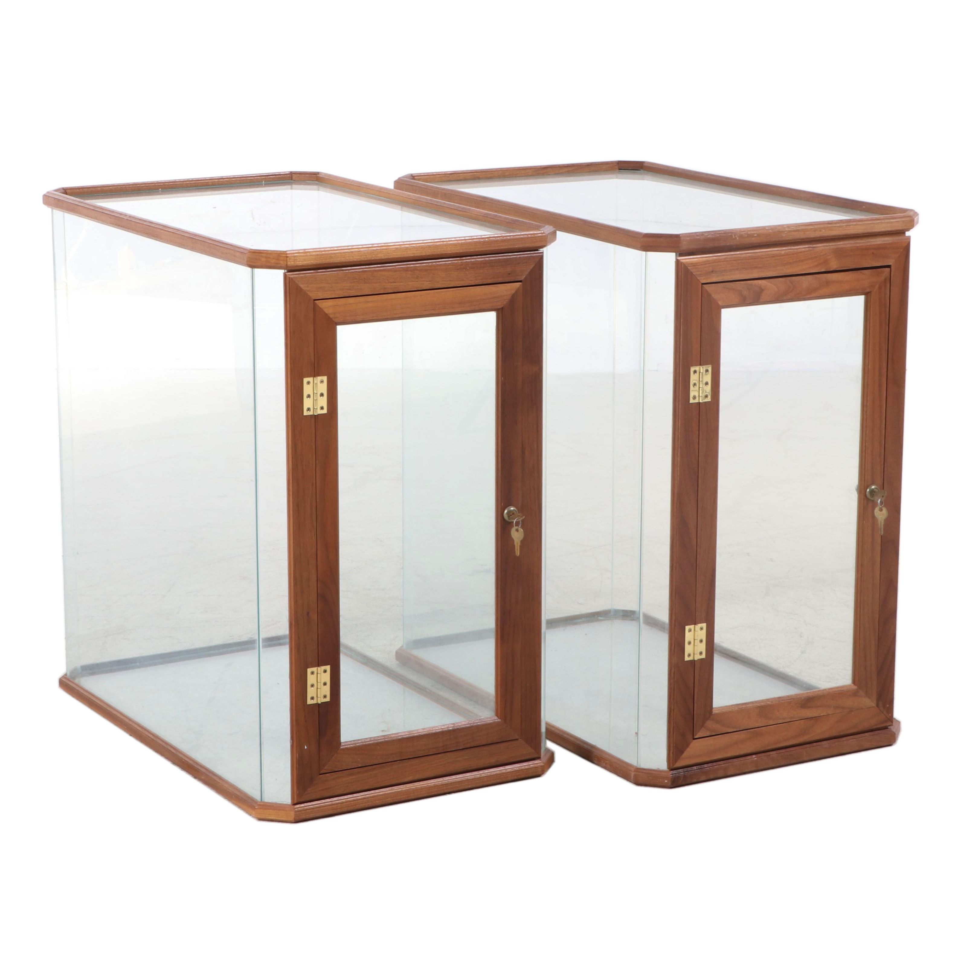 Pair of Wood Framed Glass Display Cabinets, Late 20th Century