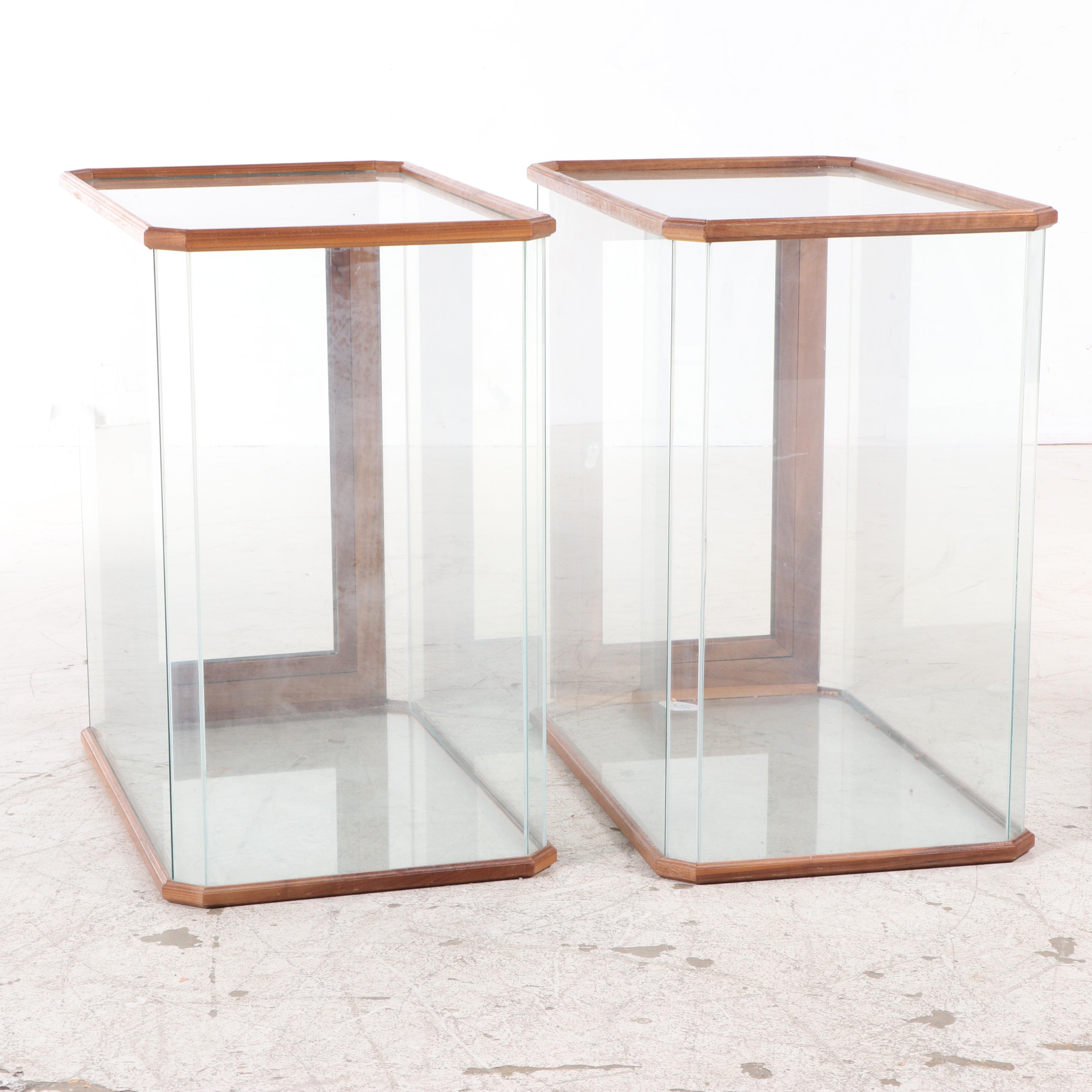 Pair of Wood Framed Glass Display Cabinets, Late 20th Century