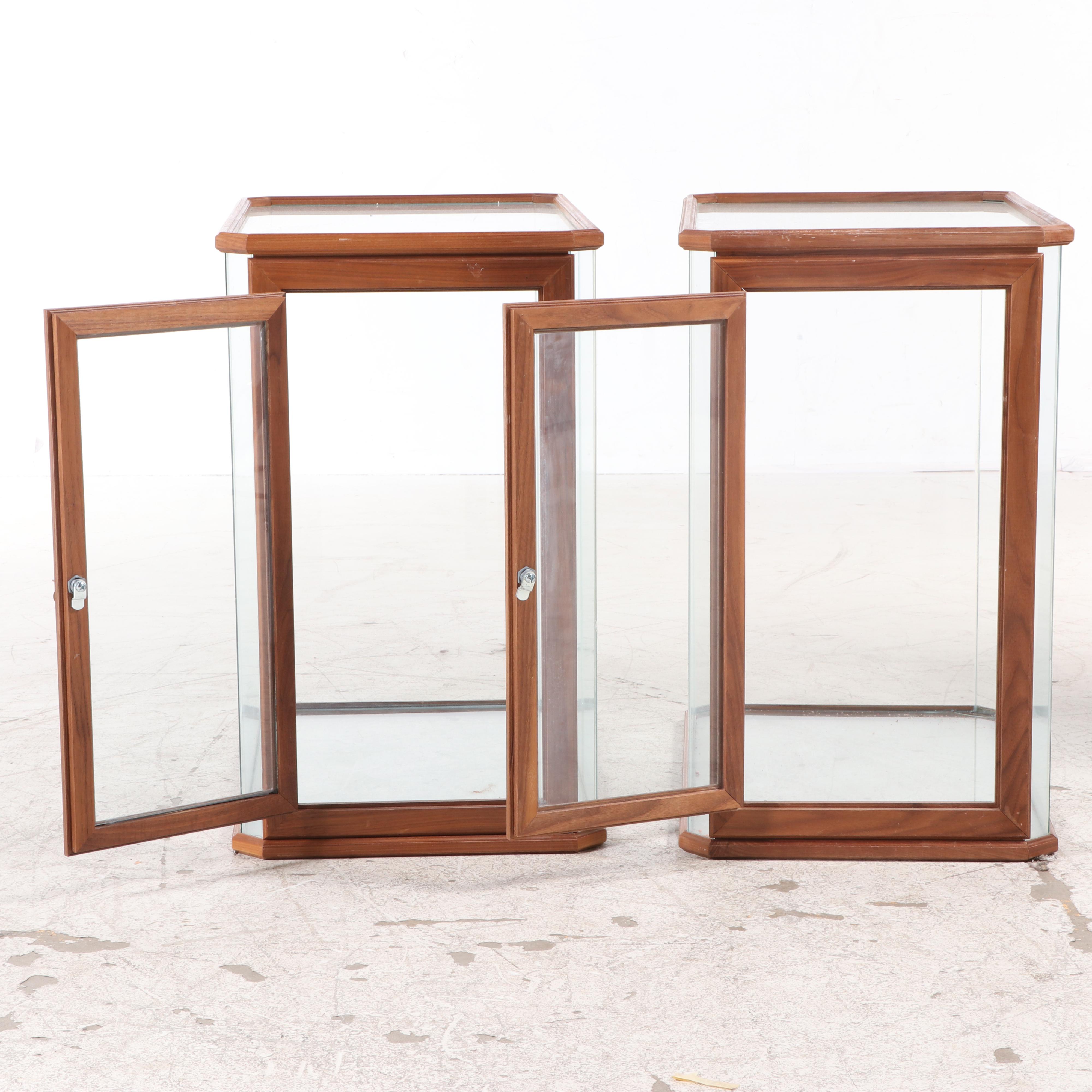 Pair of Wood Framed Glass Display Cabinets, Late 20th Century