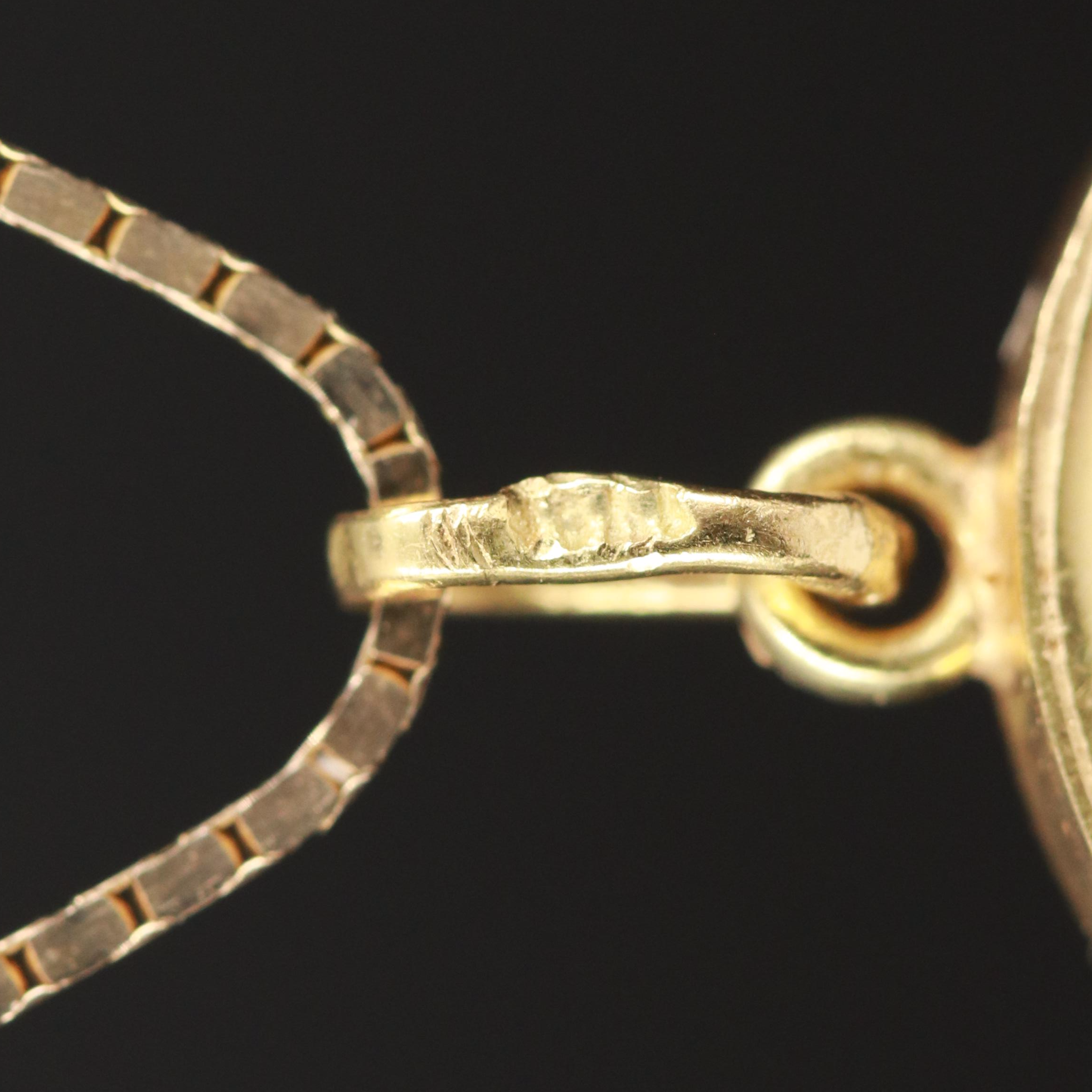 Judea Herod Agrippa Prutah in 18K Pendant on 10K Box Chain Necklace