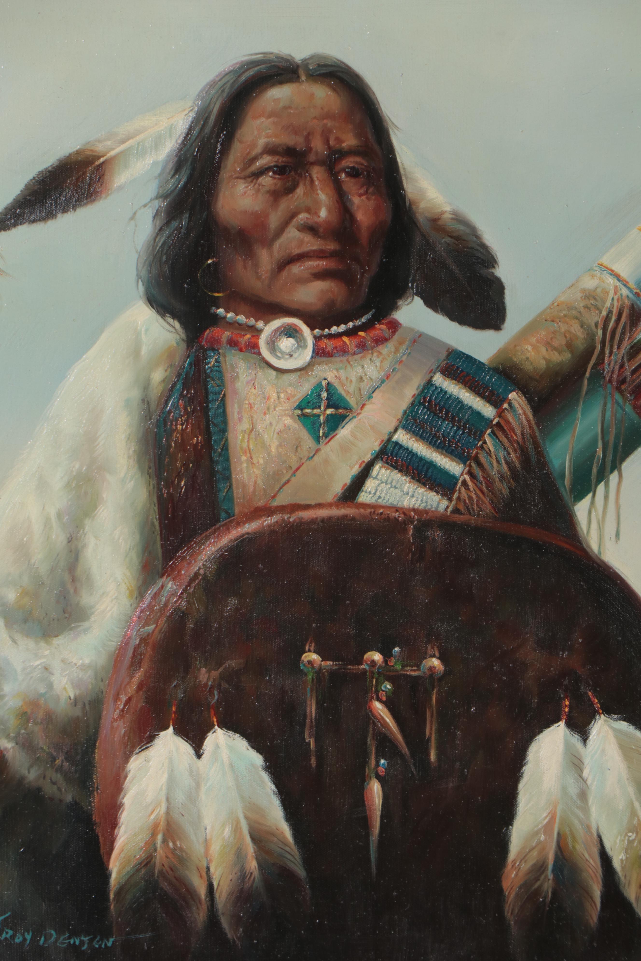 Troy Denton Native American Portrait Oil Painting