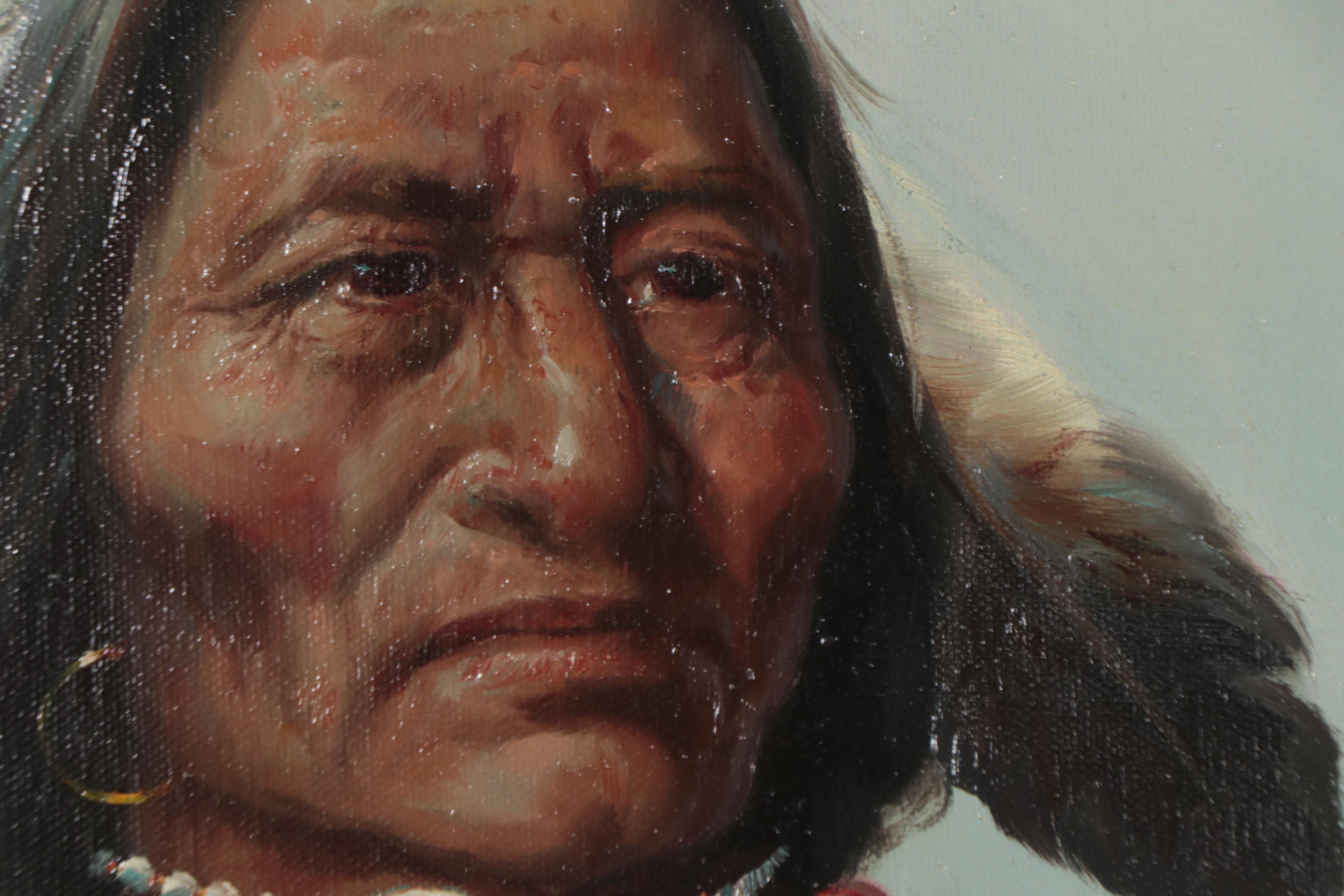 Troy Denton Native American Portrait Oil Painting