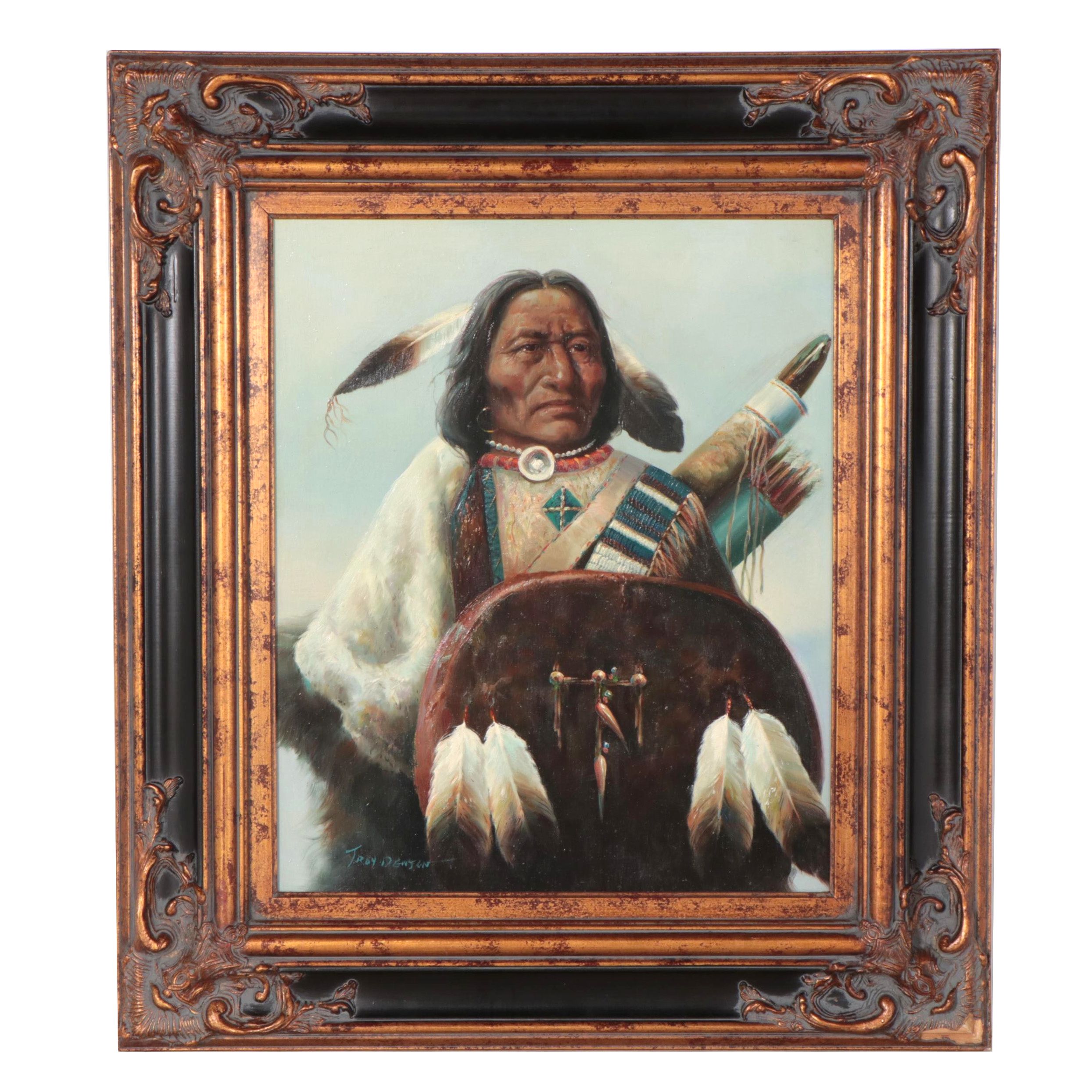 Troy Denton Native American Portrait Oil Painting