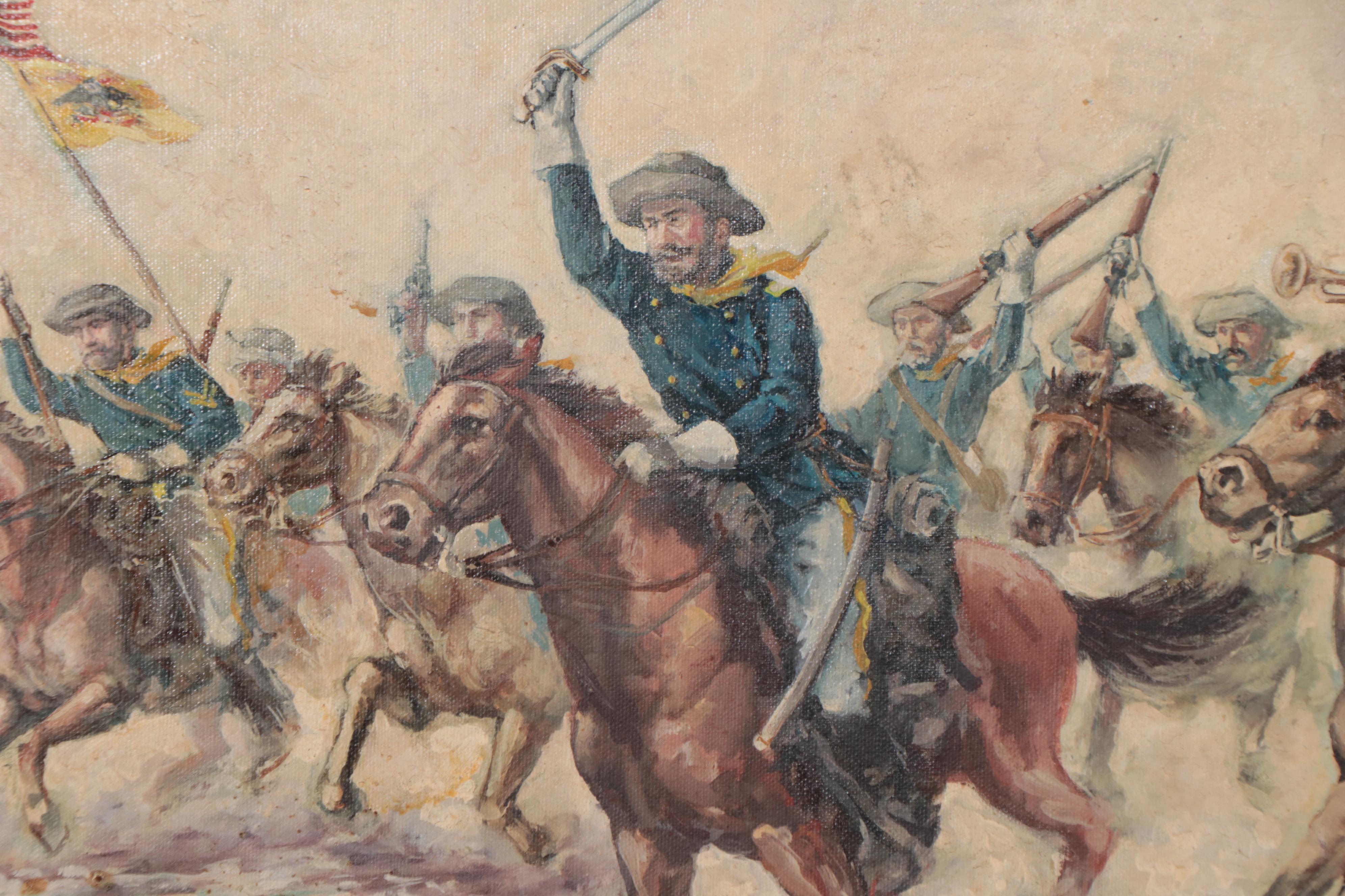 American Western Style Cavalry Oil Painting