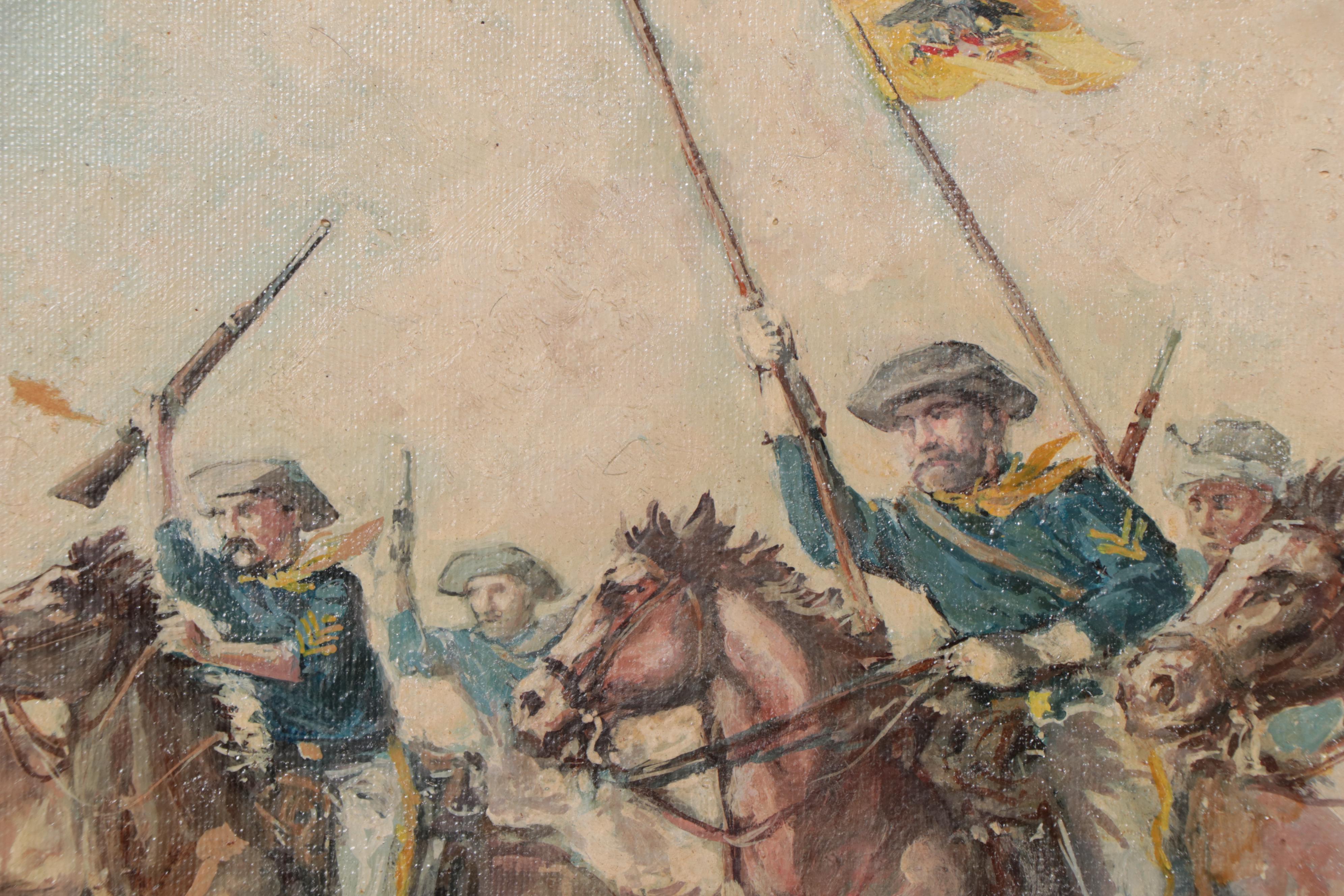 American Western Style Cavalry Oil Painting