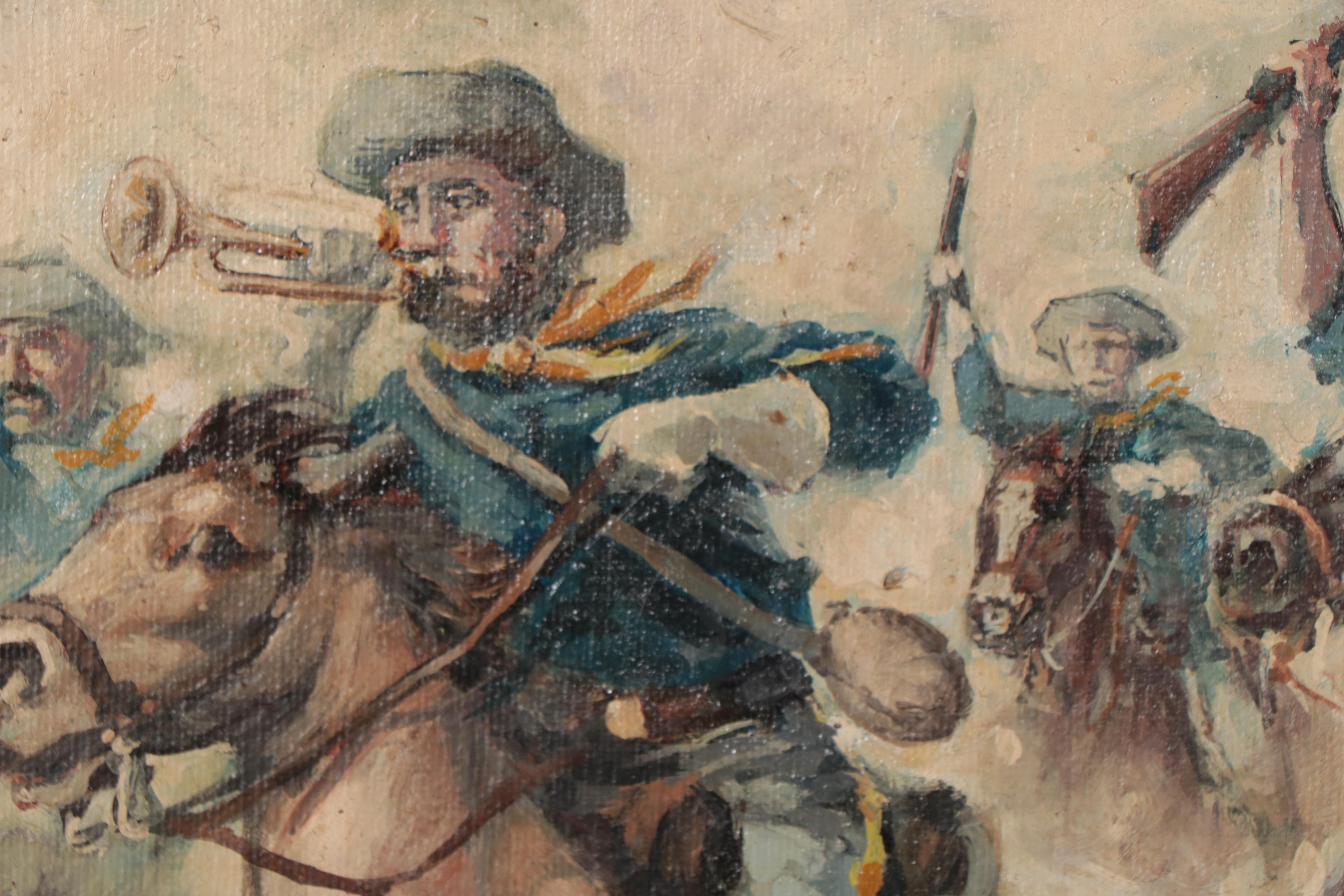 American Western Style Cavalry Oil Painting