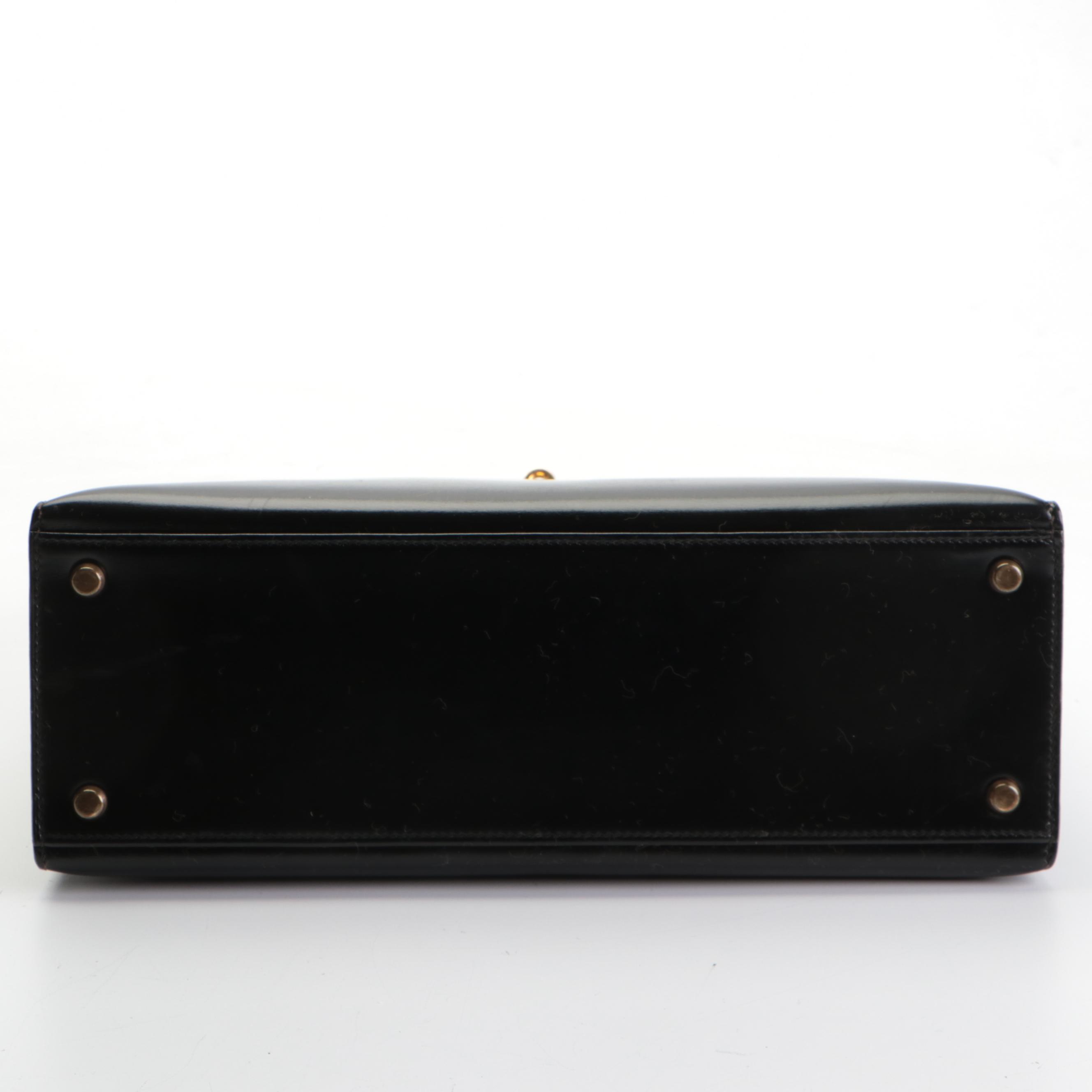 Hermès Kelly Sellier 32 Satchel in Black Box Calfskin Leather, 1980s