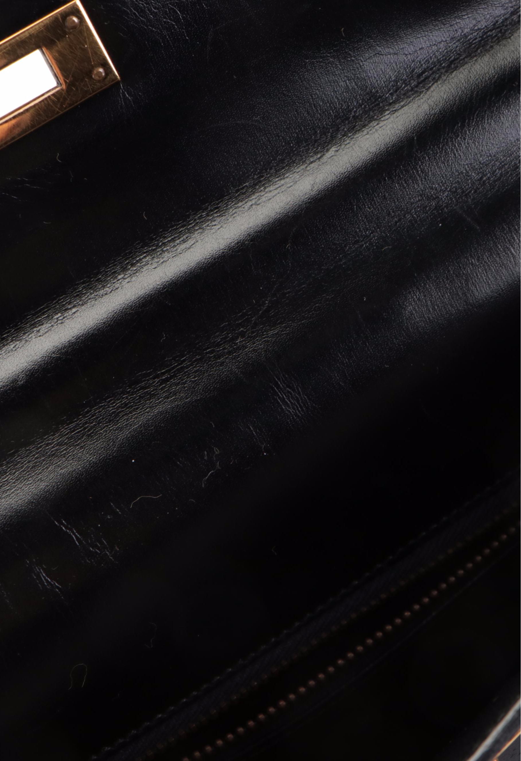 Hermès Kelly Sellier 32 Satchel in Black Box Calfskin Leather, 1980s