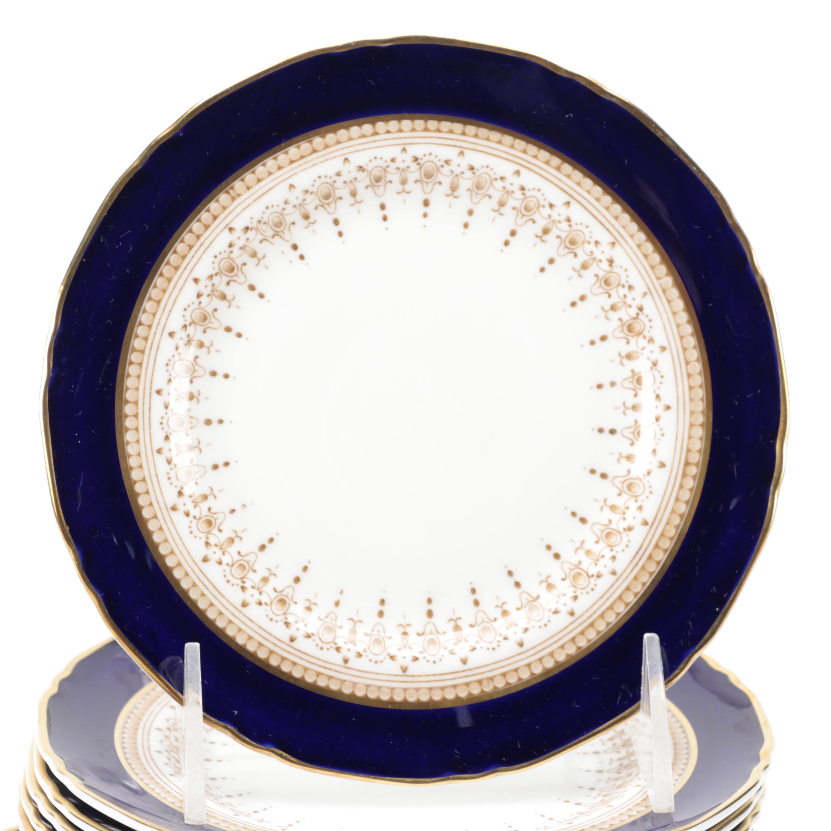 Royal Worcester "Regency" Cobalt Blue and Gold Bone China Dinnerware