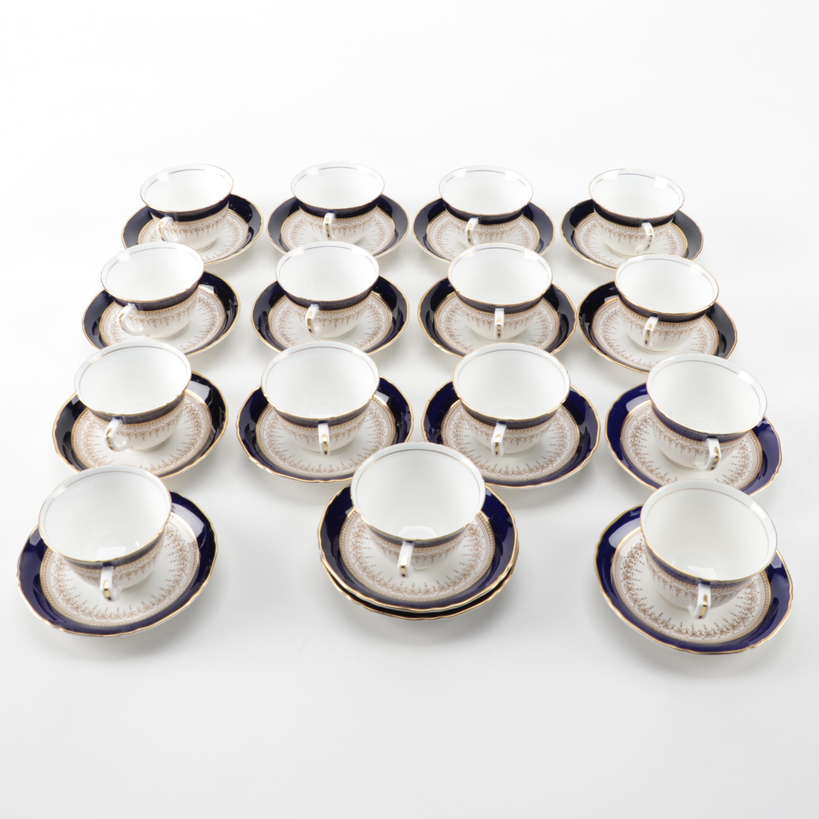 Royal Worcester "Regency" Cobalt Blue and Gold Bone China Dinnerware