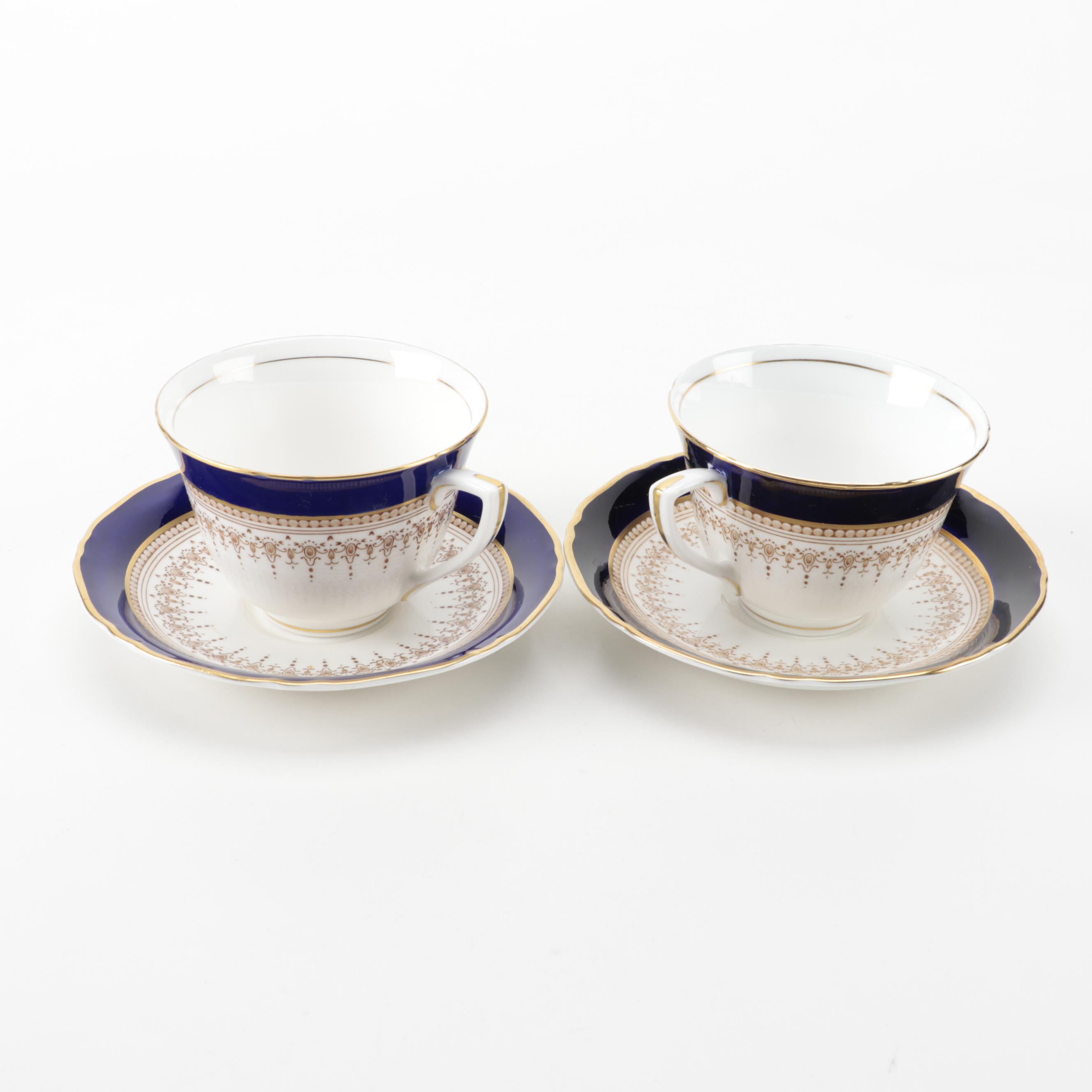 Royal Worcester "Regency" Cobalt Blue and Gold Bone China Dinnerware