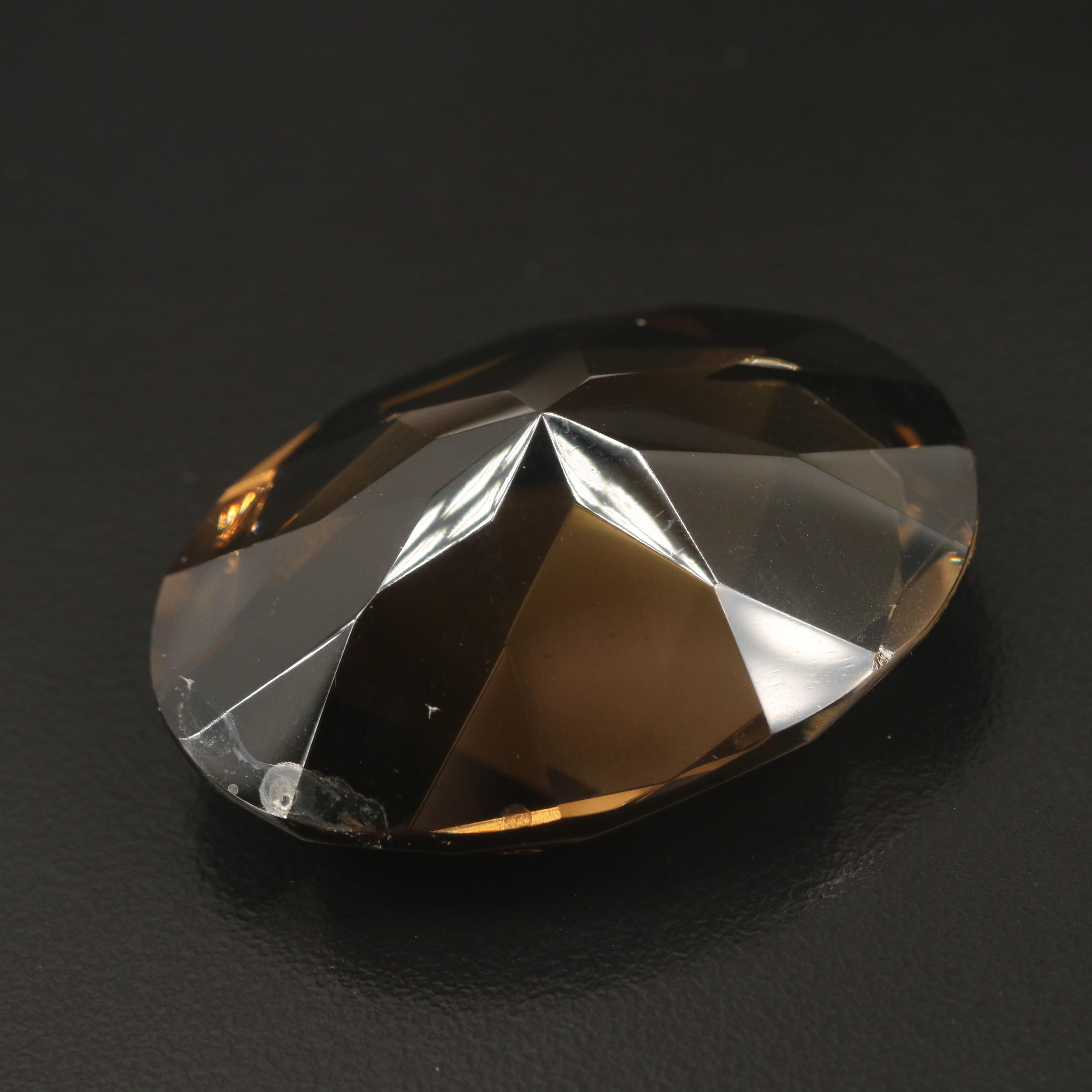 Loose 109.47 CT Oval Faceted Smoky Quartz