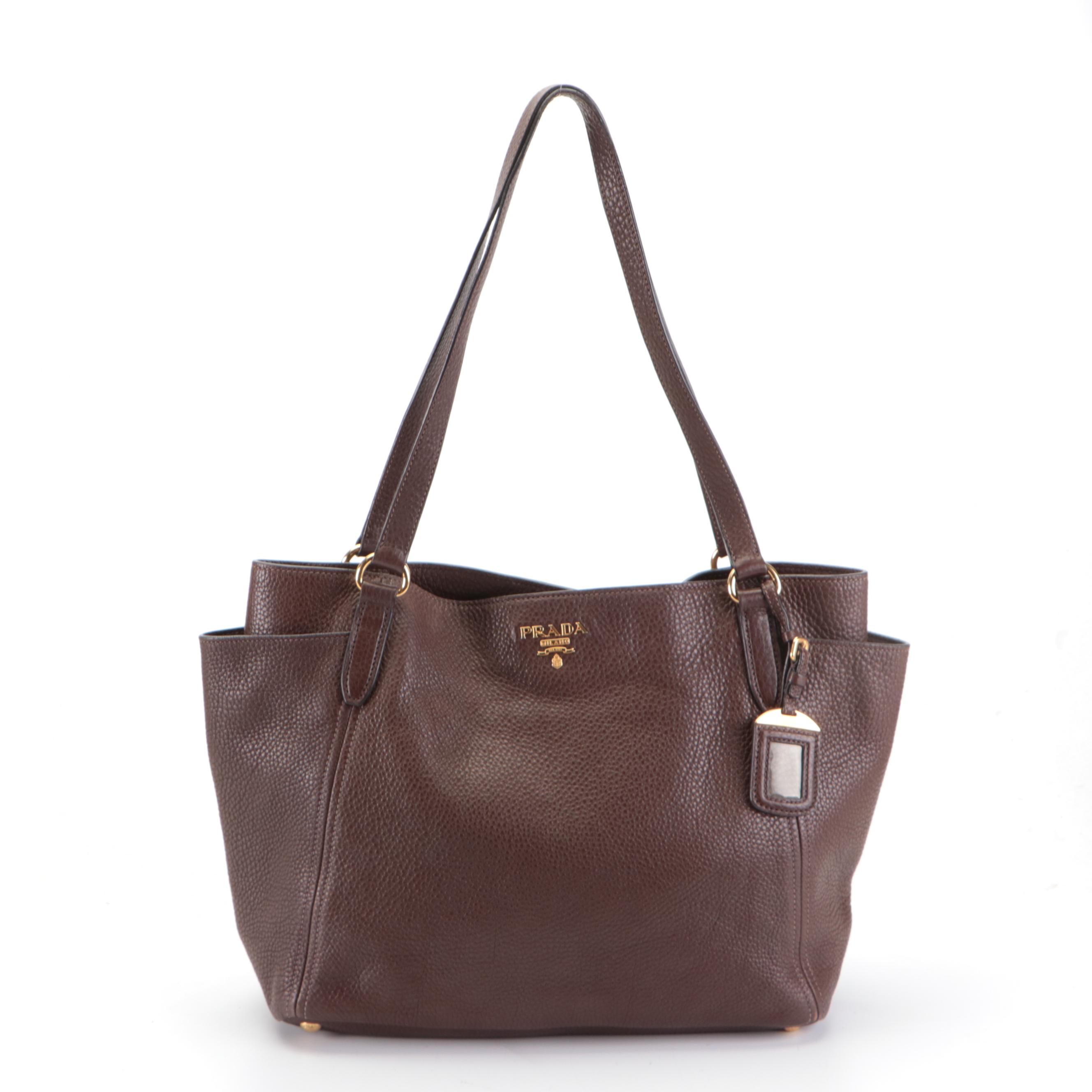 Prada Caffe Vitello Daino Leather Shoulder Bag