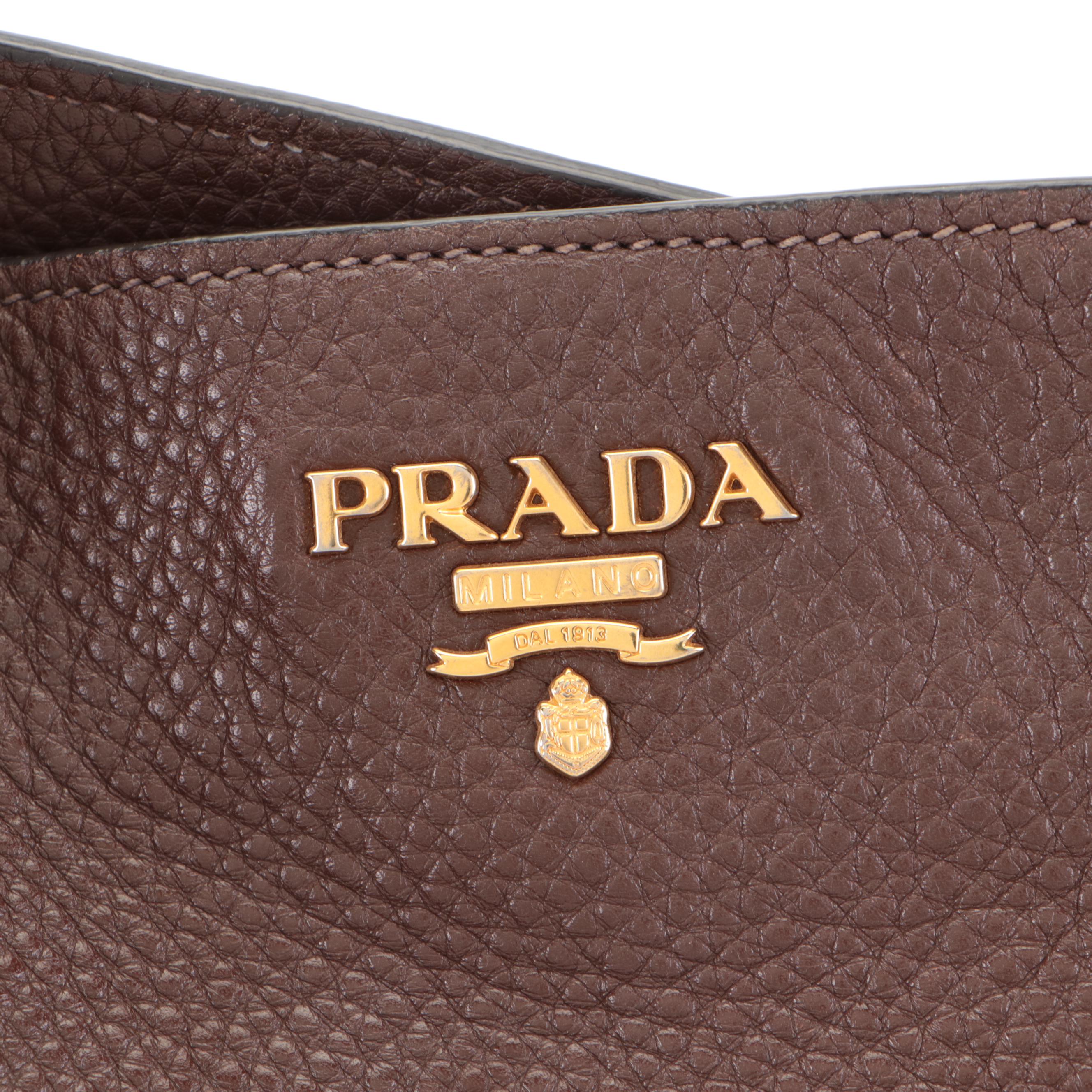 Prada Caffe Vitello Daino Leather Shoulder Bag
