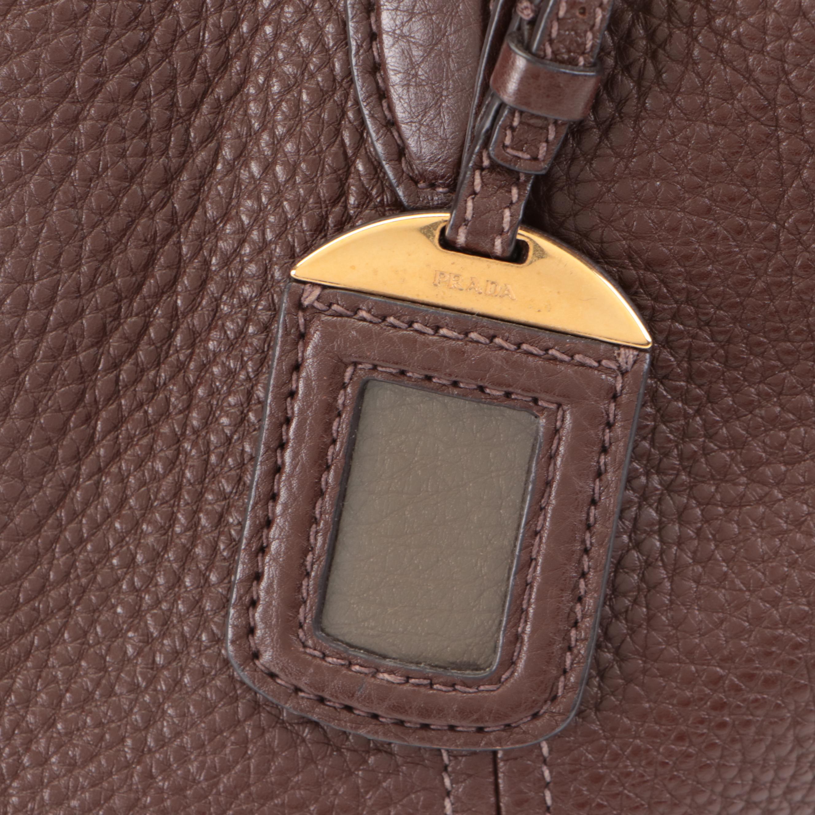 Prada Caffe Vitello Daino Leather Shoulder Bag