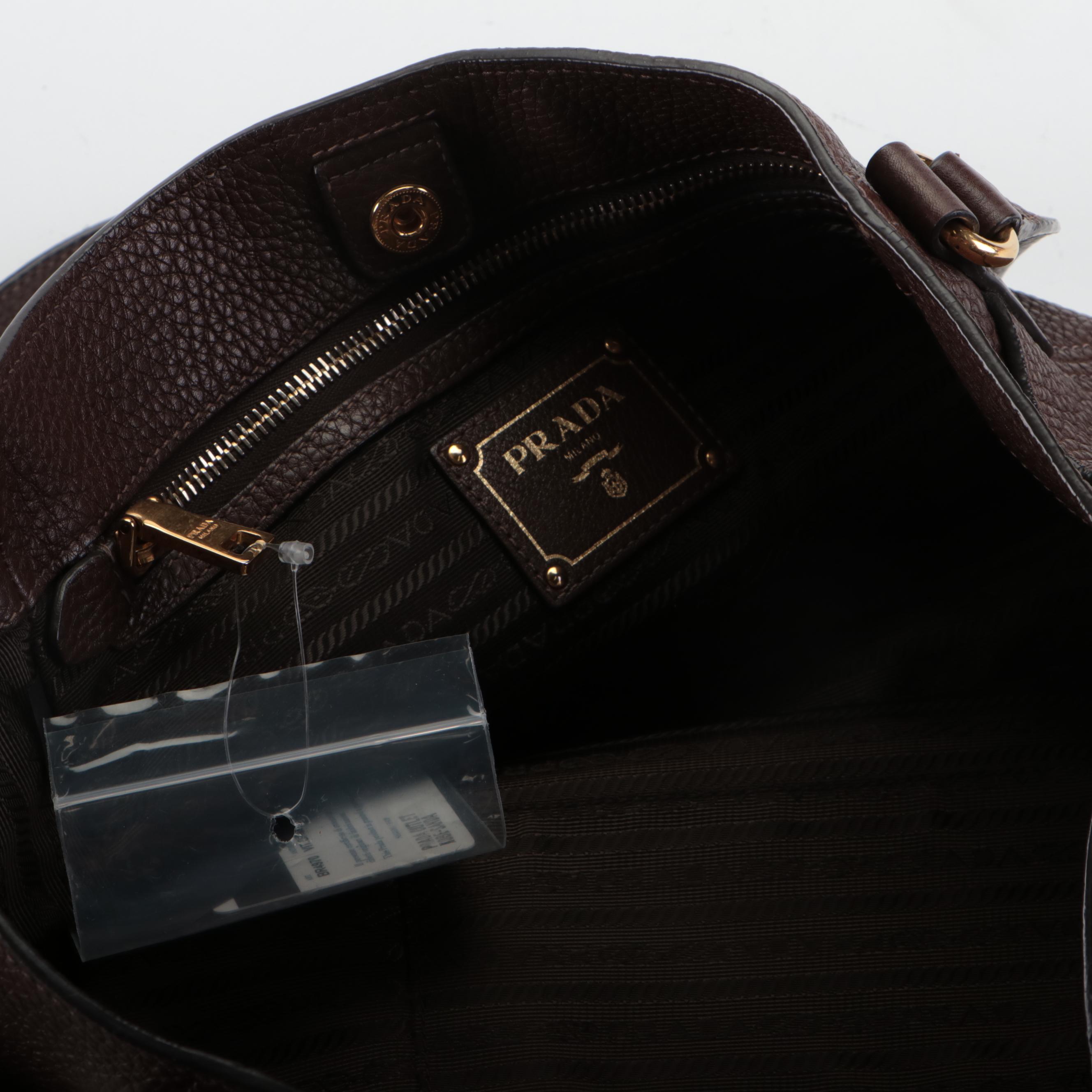 Prada Caffe Vitello Daino Leather Shoulder Bag