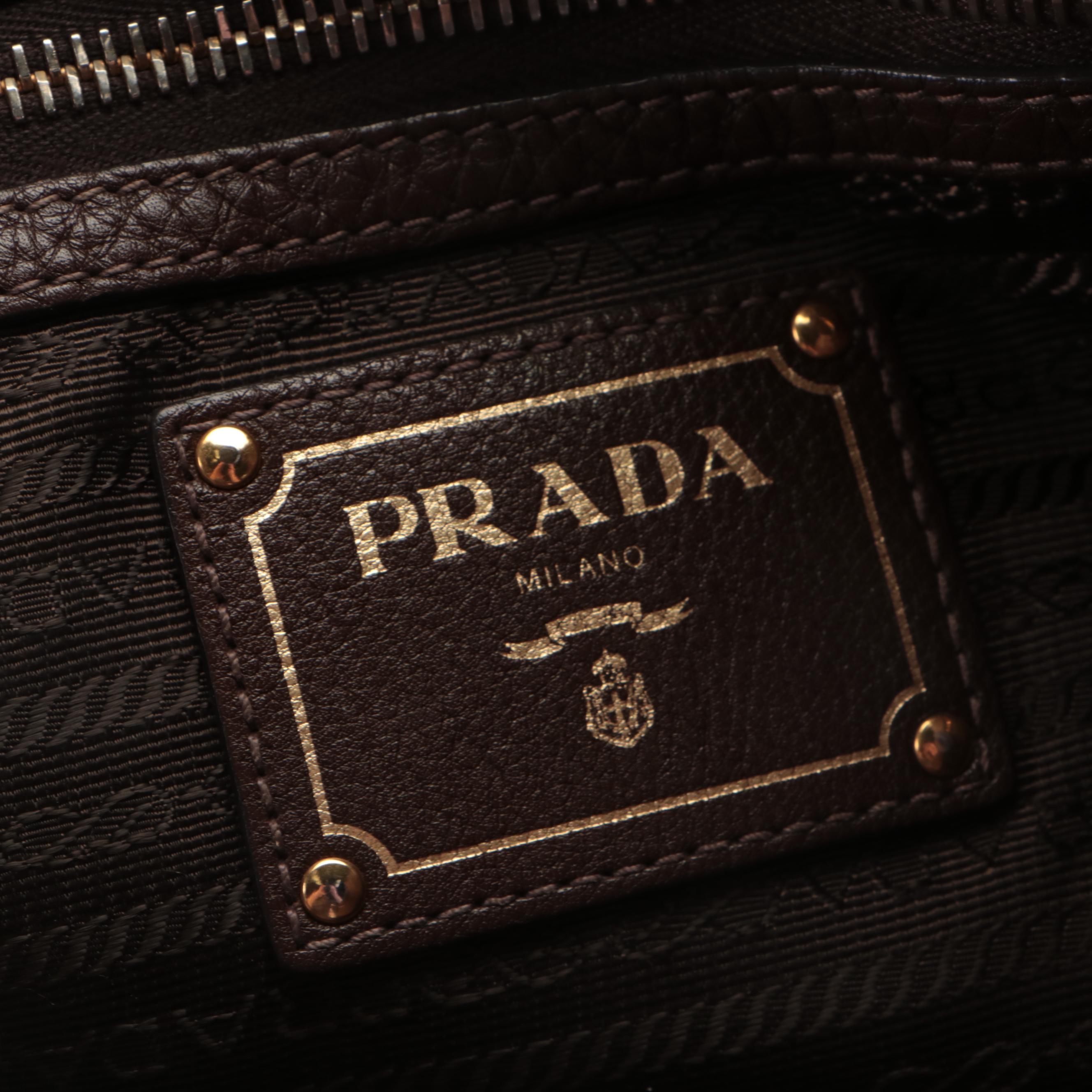 Prada Caffe Vitello Daino Leather Shoulder Bag