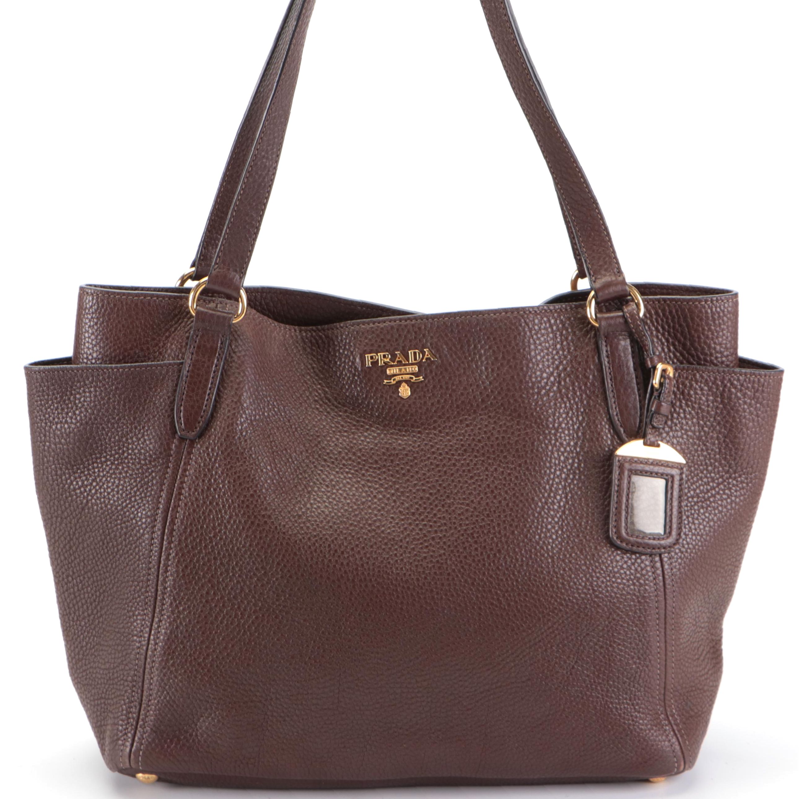 Prada Caffe Vitello Daino Leather Shoulder Bag